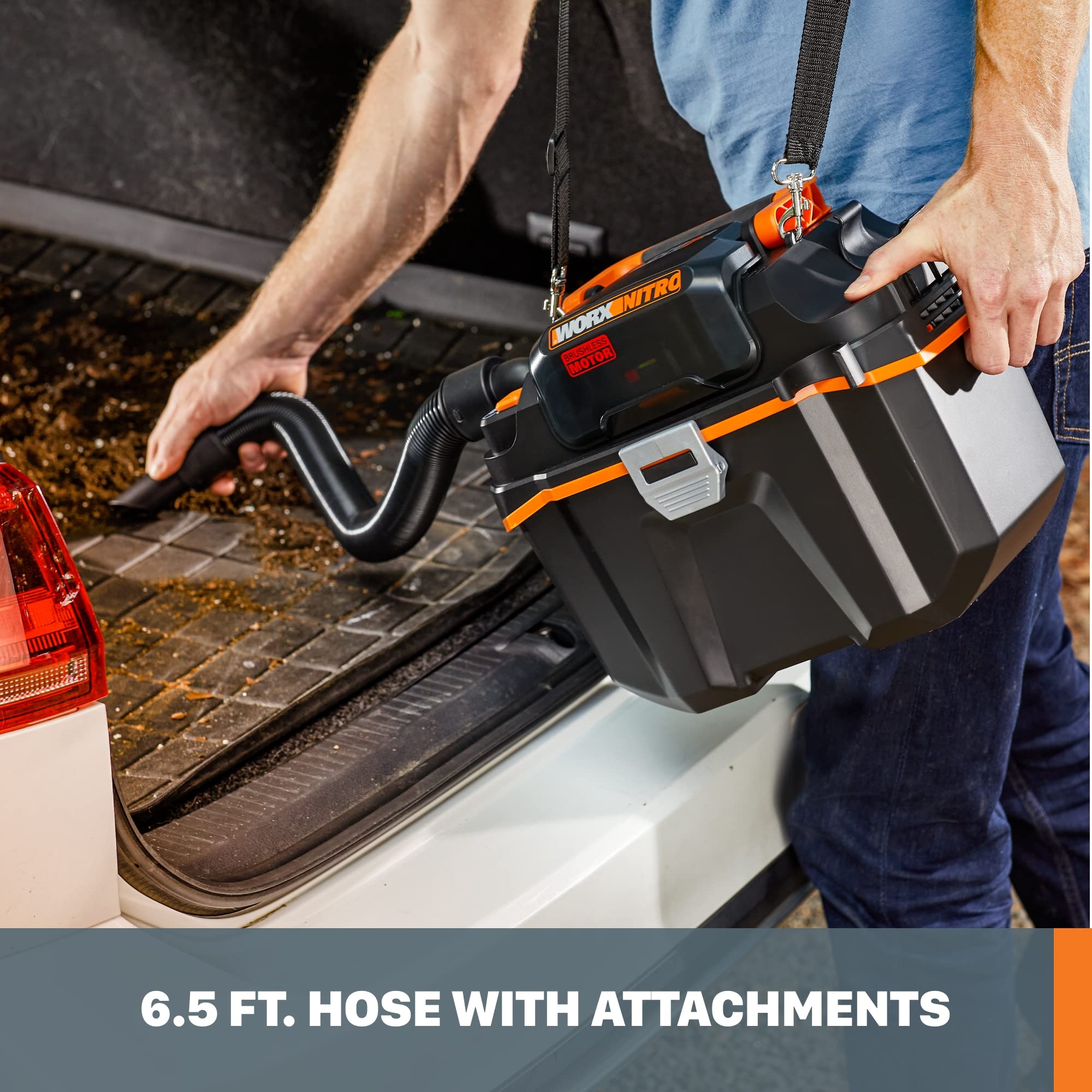 WORX 20V Nitro WX031L.9 2.1 Gal Cordless Wet/Dry Vacuum (Tool Only), Black, Orange