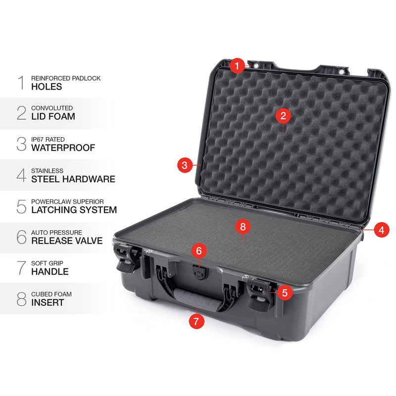 Graphite Nanuk 940 Waterproof Hard Case with Foam Insert