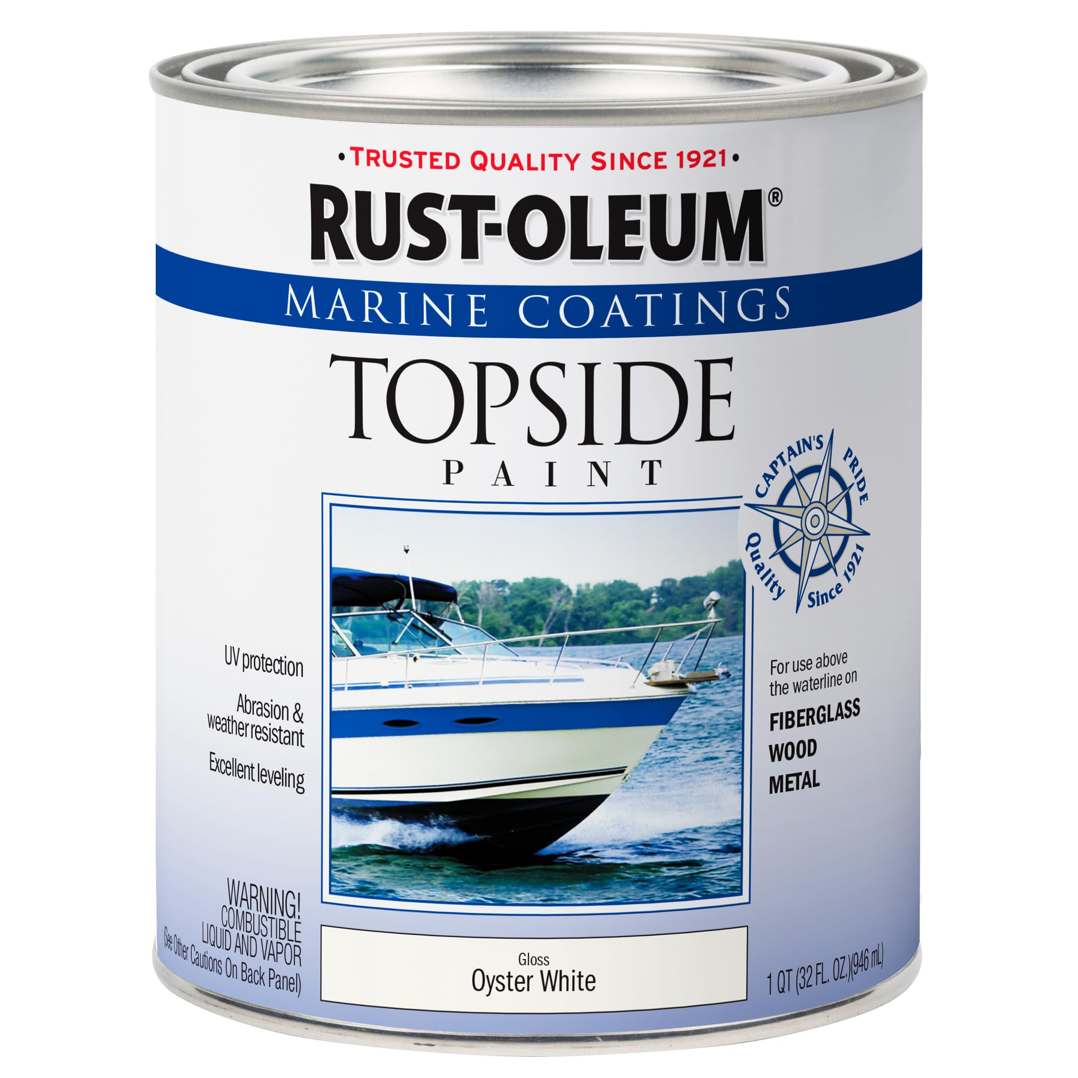 Marine Coatings Rust-Oleum 207001 Topside Paint, Quart, Oyster White 32 Fl Oz (Pack of 1)