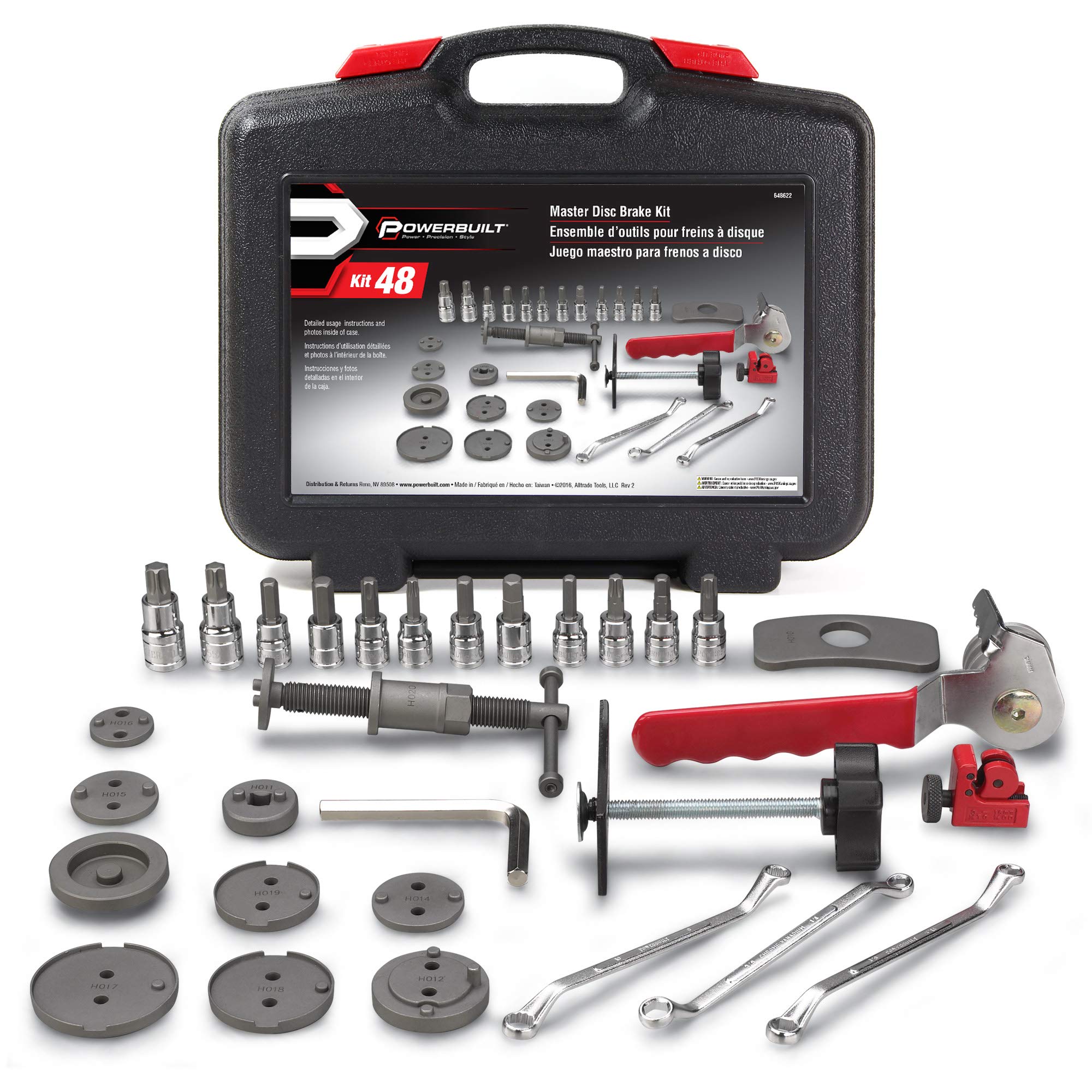 Powerbuilt Master Brake Disc Service Set, Vehicle Brake Caliper Wind Back Tool for Cars, Trucks, Piston Compression 30 Piece -648622
