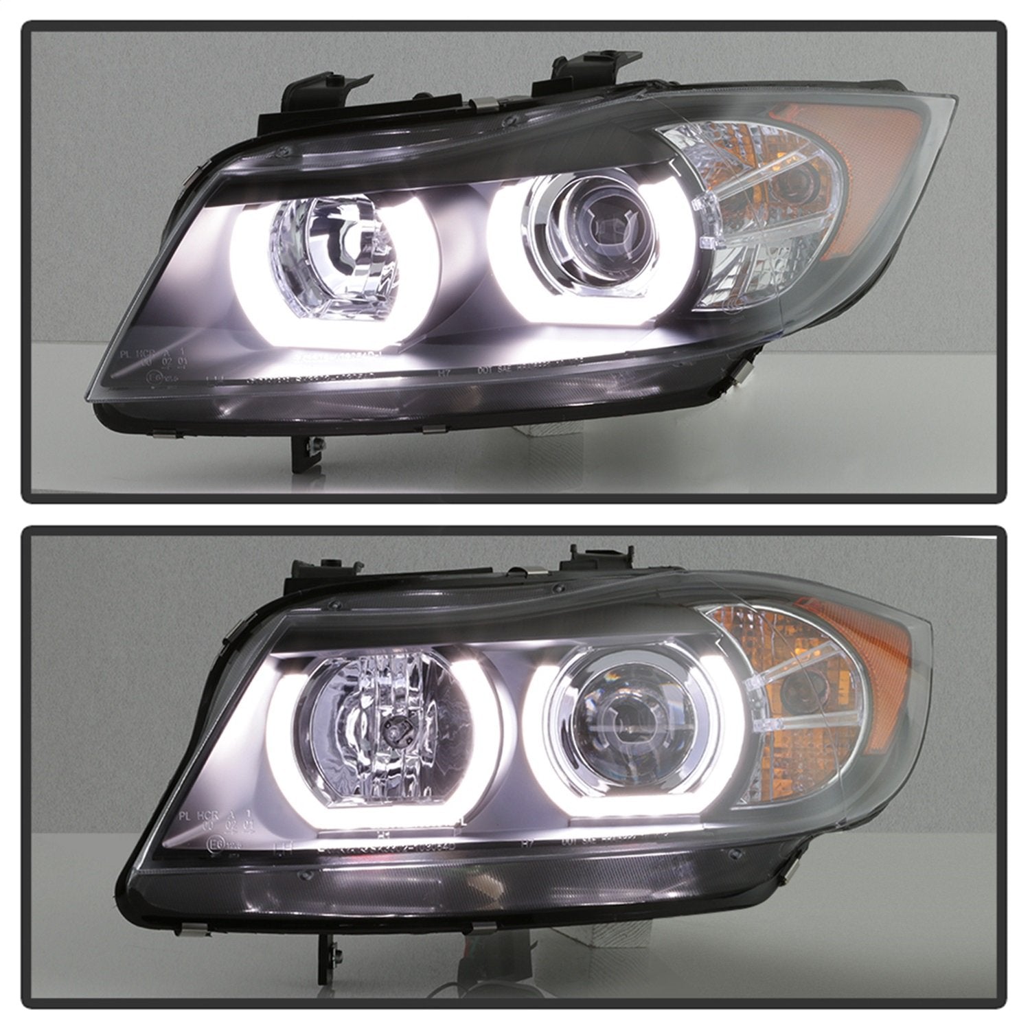 BMW E90 3-Series 06-08 4DR Spyder 5083432 Projector Headlights - Halogen Model Only (Not Compatible with Xenon/HID Model) - LBDRL - Black
