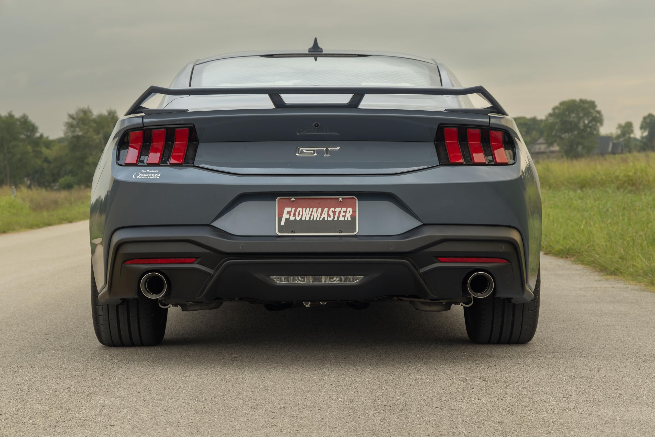 Outlaw Series Flowmaster 818163 Axle-Back Exhaust Kit 3 Inch 409 Stainless Steel with 4 Inch Polished Tips without Valves Compatible with 2024 Ford Mustang GT 5.0L Coyote and 2.3L EcoBoost