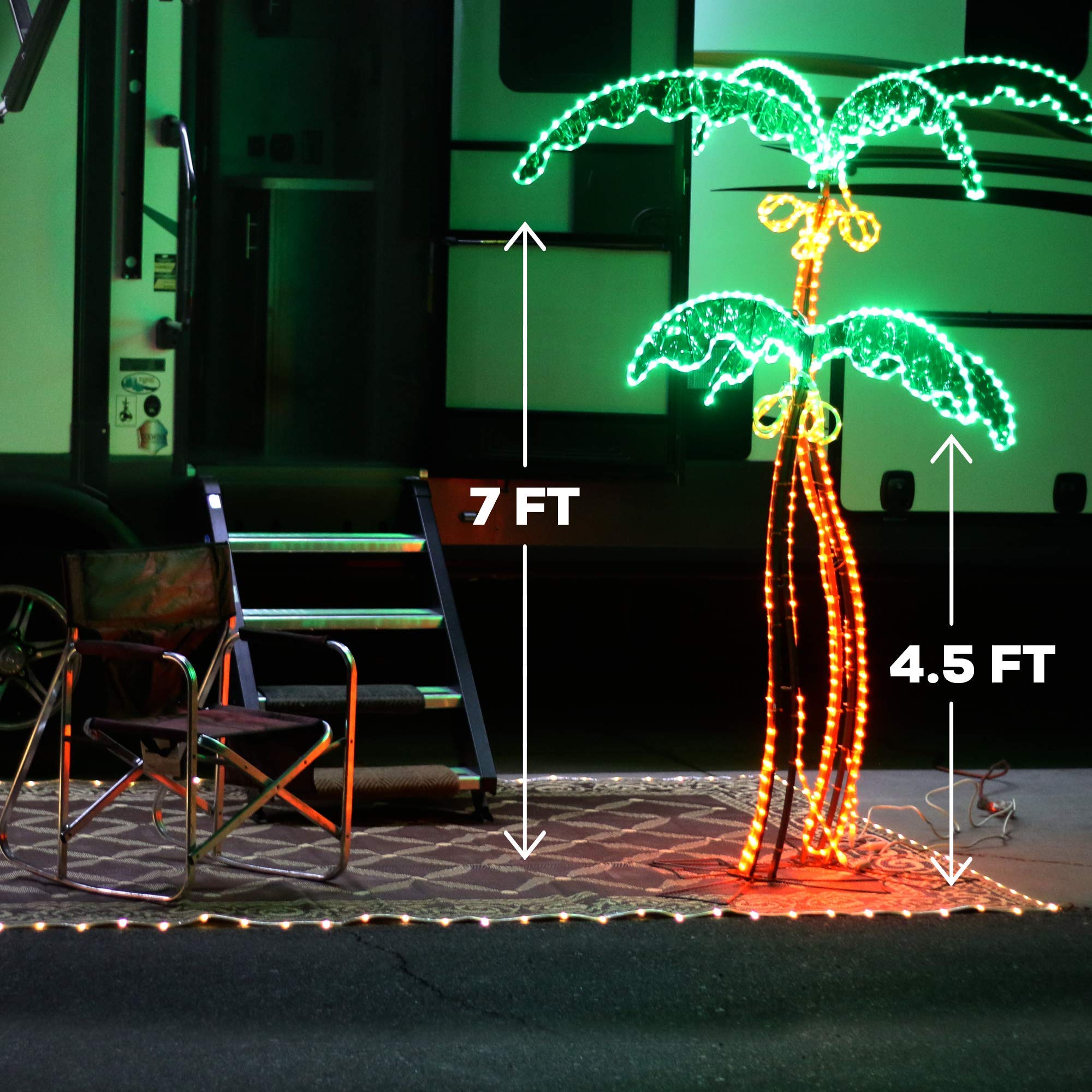 LongLife Green 7-Feet Decorative Palm Tree Light - with Coconuts Super Bright LED Rope Light for Indoor and Outdoor Use