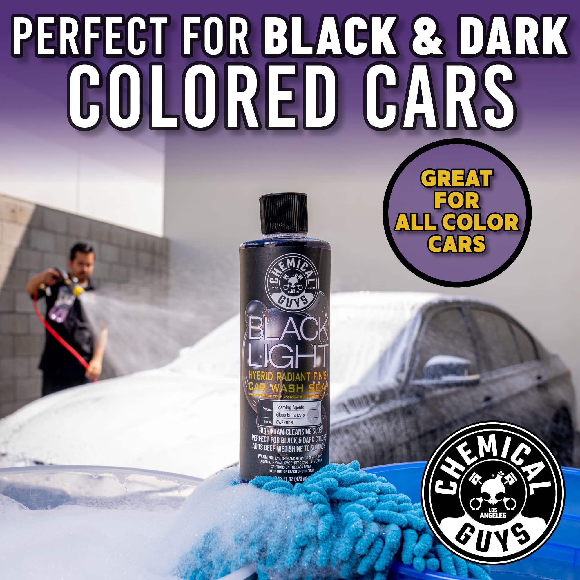Chemical Guys Black Light CWS61964 Foaming Car Wash Soap (Works with Foam Cannons, Foam Guns or Bucket Washes) for Cars, Trucks, Motorcycles, RVs & More, 64 fl oz (Half Gallon) Black Cherry Scent