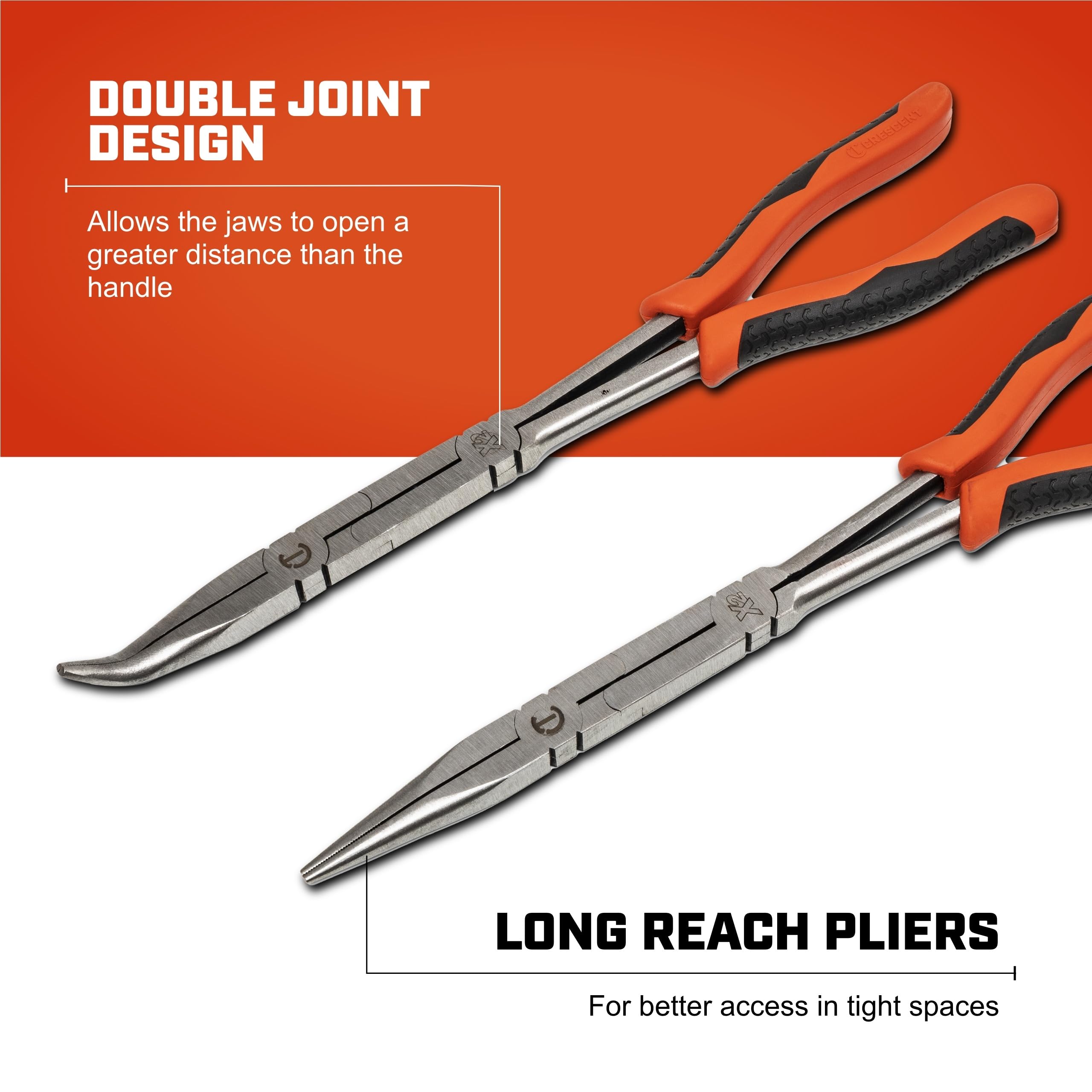 Crescent X2™ 2 Pc. Straight and Bent Long Nose Dual Material Plier Set - PSX204C-06