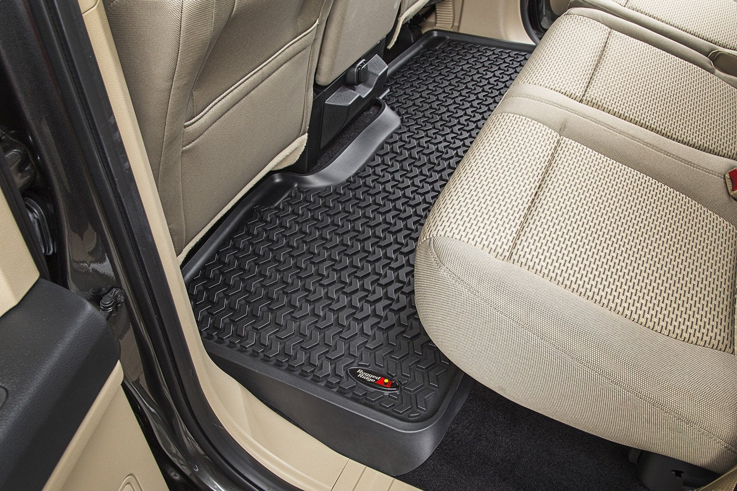 Rear Floor Liners Rugged Ridge for Ford F-150 | All-Terrain, Black | 82952.15 | Fits 2015-2020 Ford F-150/Raptor SuperCrew Cab