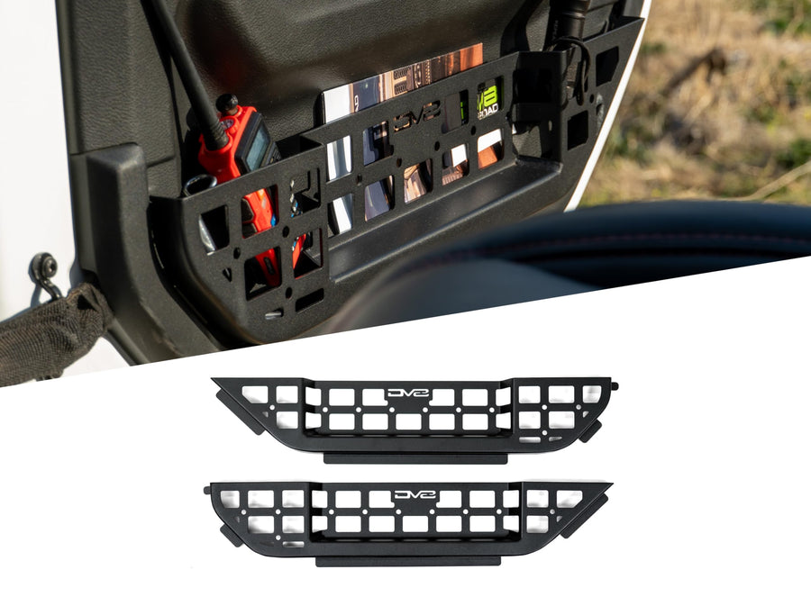 Electric Seat DV8 Offroad Front Door Molle Pockets for 2018-2025 Jeep Wrangler JL & Gladiator JT | Replaces Weak Factory Netting | Molle Design for Mounting Daily Gear | Black Powder Coat | Steel