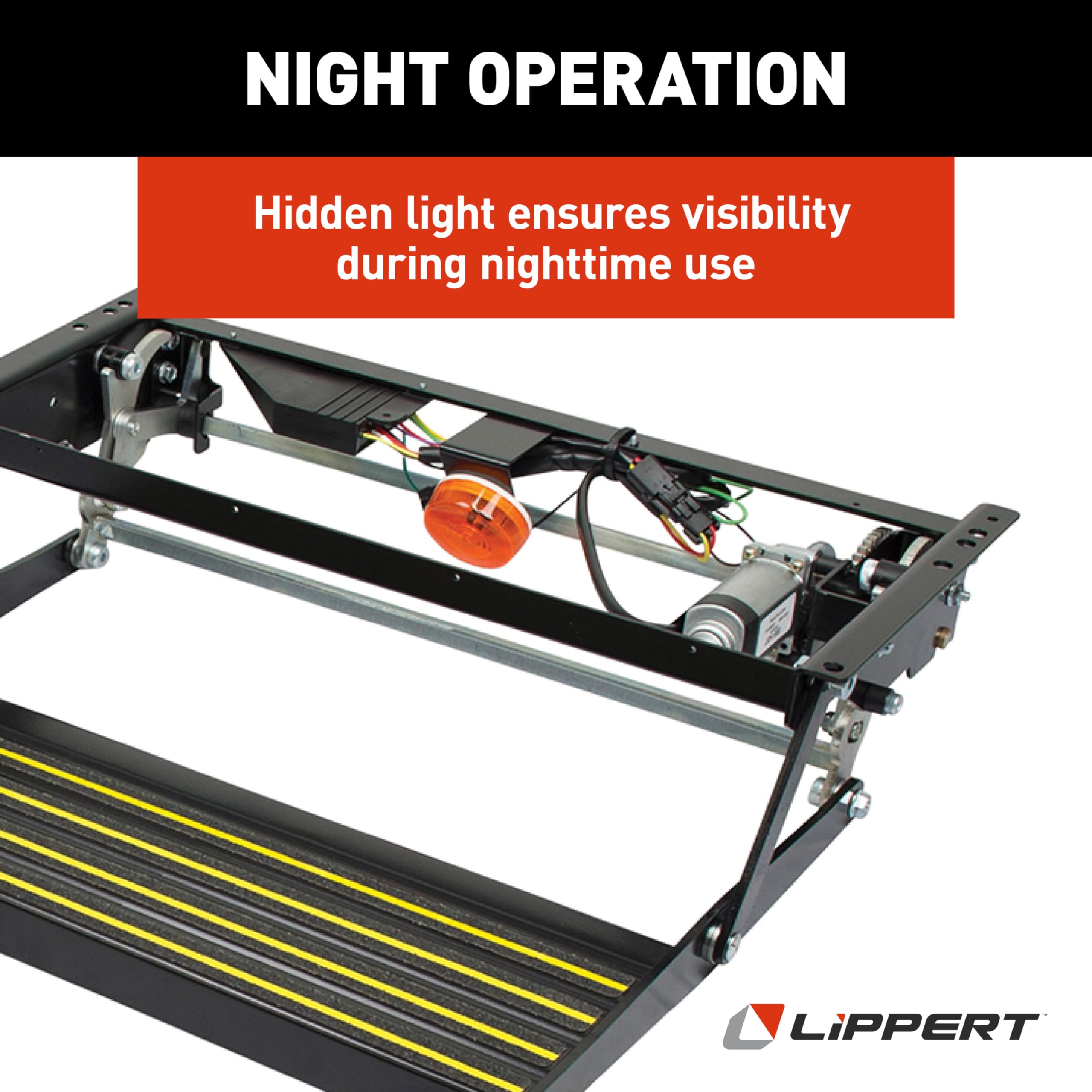 Kwikee Single Step Revolution Series Electric RV Step — Automatically Extending RV Travel Trailer Step — Heavy-Gauge Steel — Improved Visibility with Hidden Light — 300 lb. Weight Capacity — 372604