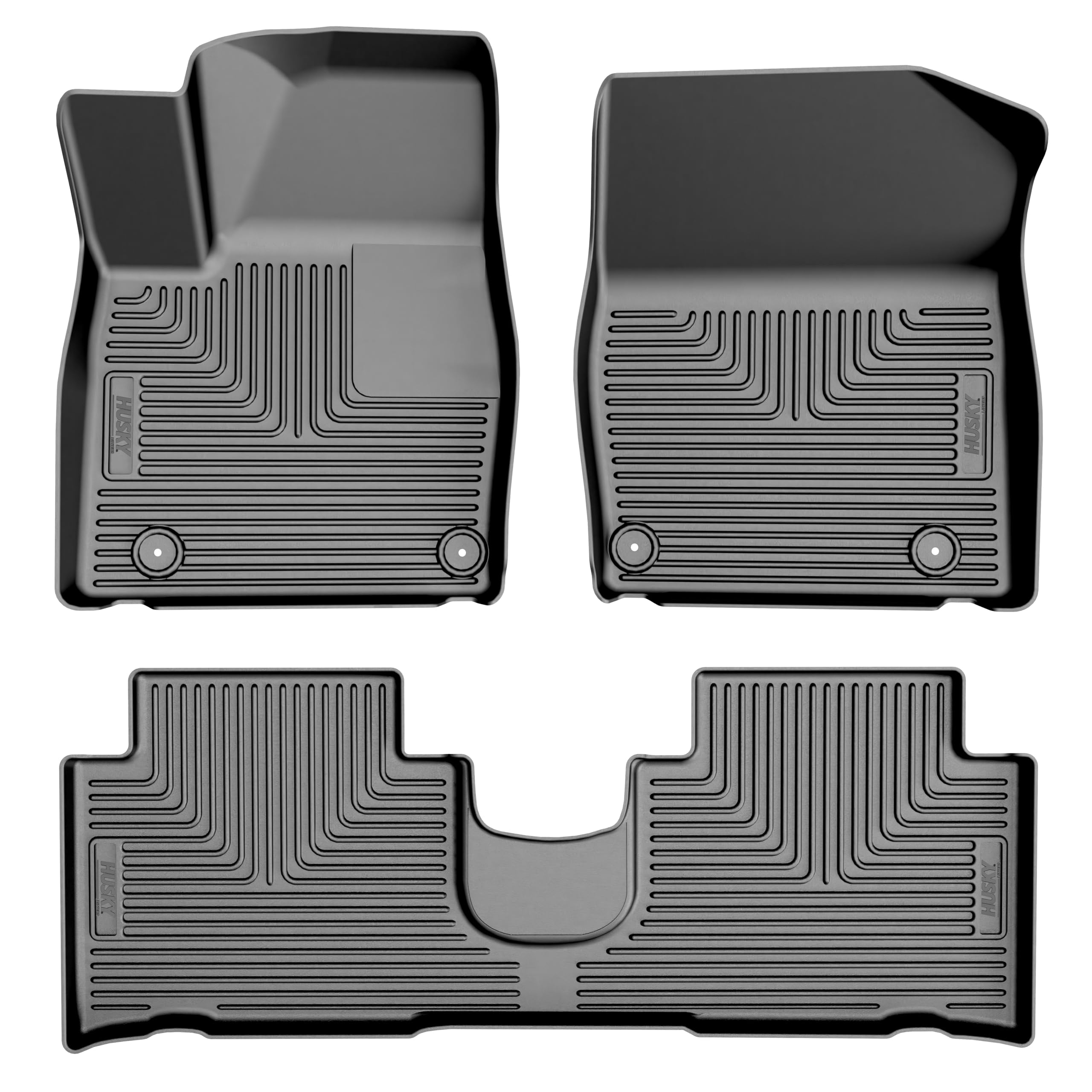 Husky Liners Floor Mats Weatherbeater | Fits 2022-2024 Hyundai Ioniq 5 w/Sliding Center Console | Front & 2nd Row, 1-pc Black - 96891
