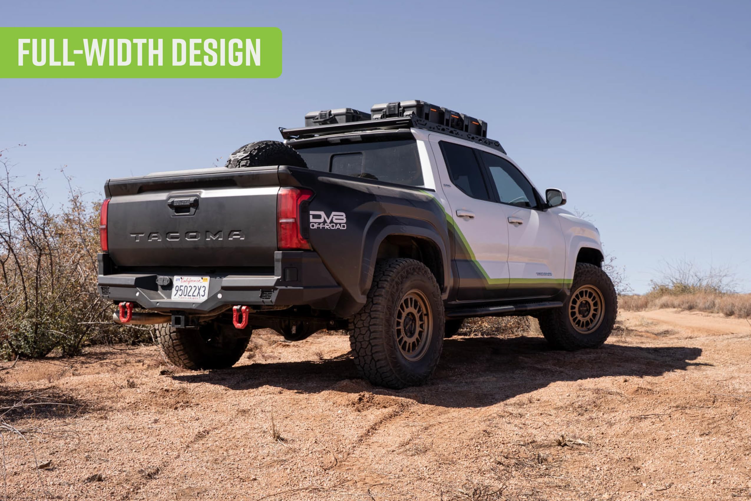 Offroad DV8 Spec Series Rear Bumper for 2024-2025 Toyota Tacoma | Full-Width Design | (2) 3" Pod Light Mounts | Retains OEM Rear Sensors & Blind Spot Monitoring | Powder Coated | Steel Construction