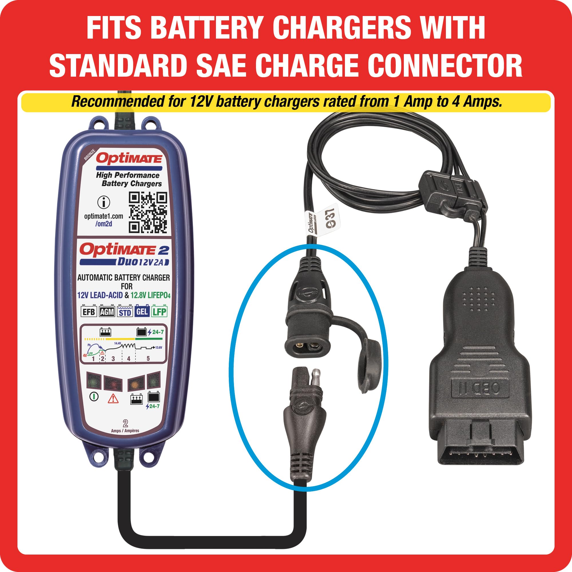 Adapter O-37, Optimate Cable, SAE to OBDII