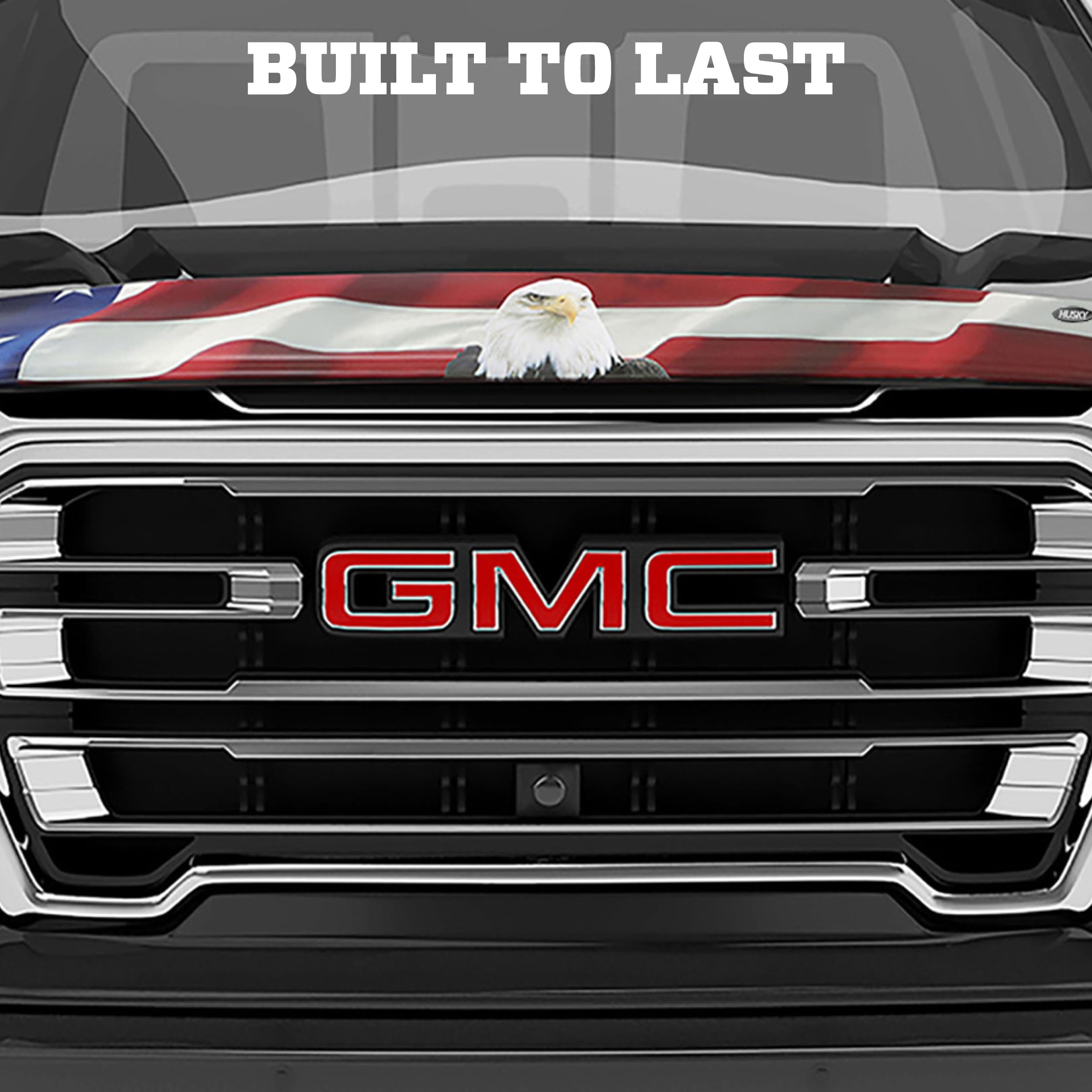 Husky Liners American Flag Hood Protector w/ | Fits 1999-2007 GMC Sierra 1500; 2001-2006 Sierra 2500 HD/3500 (2007 Sierra 2500 HD Classic), High Profile/Bug Shield - 1 pc, Multi-Color-USA | 2818912