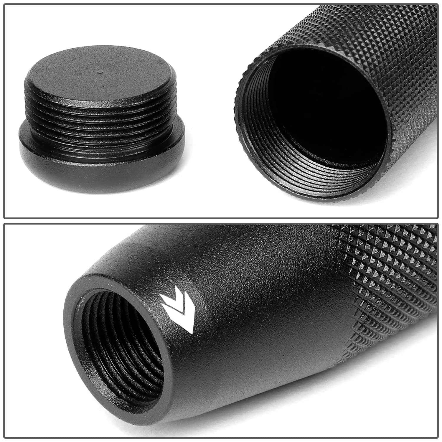 NRG Innovations Universal Aluminum SK-800BK Hidden Gem Short Shift Knob with Thread Adapters, 33mm OD x 120mm H, Black