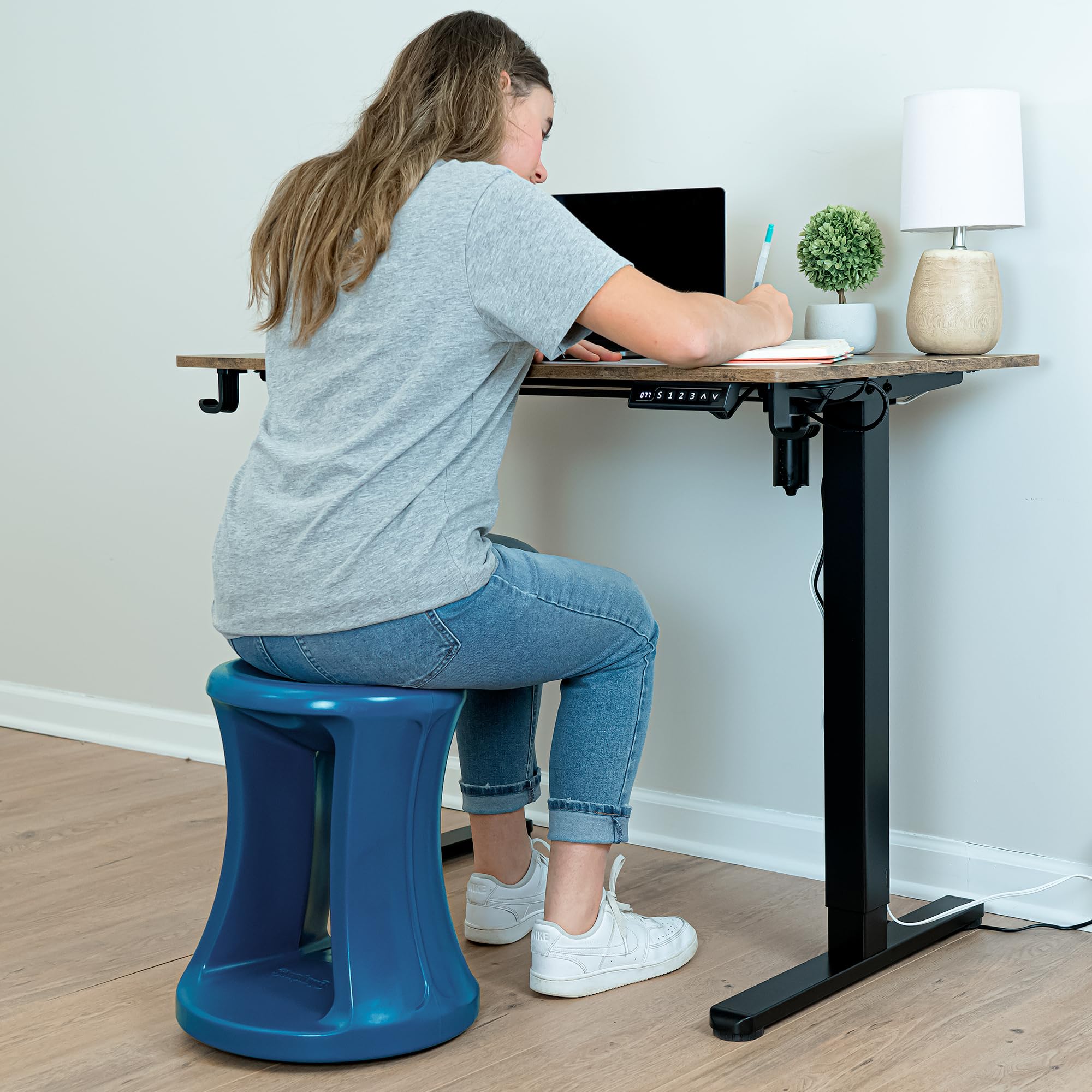 Simplay3 Live Fit American Home Active Balance Chair, 17" Stool for Adults and Teens- Ergonomic Office Desk Chair with Rock, Wobble, Tilt Motion for Learning, Work and Study, Union Blue