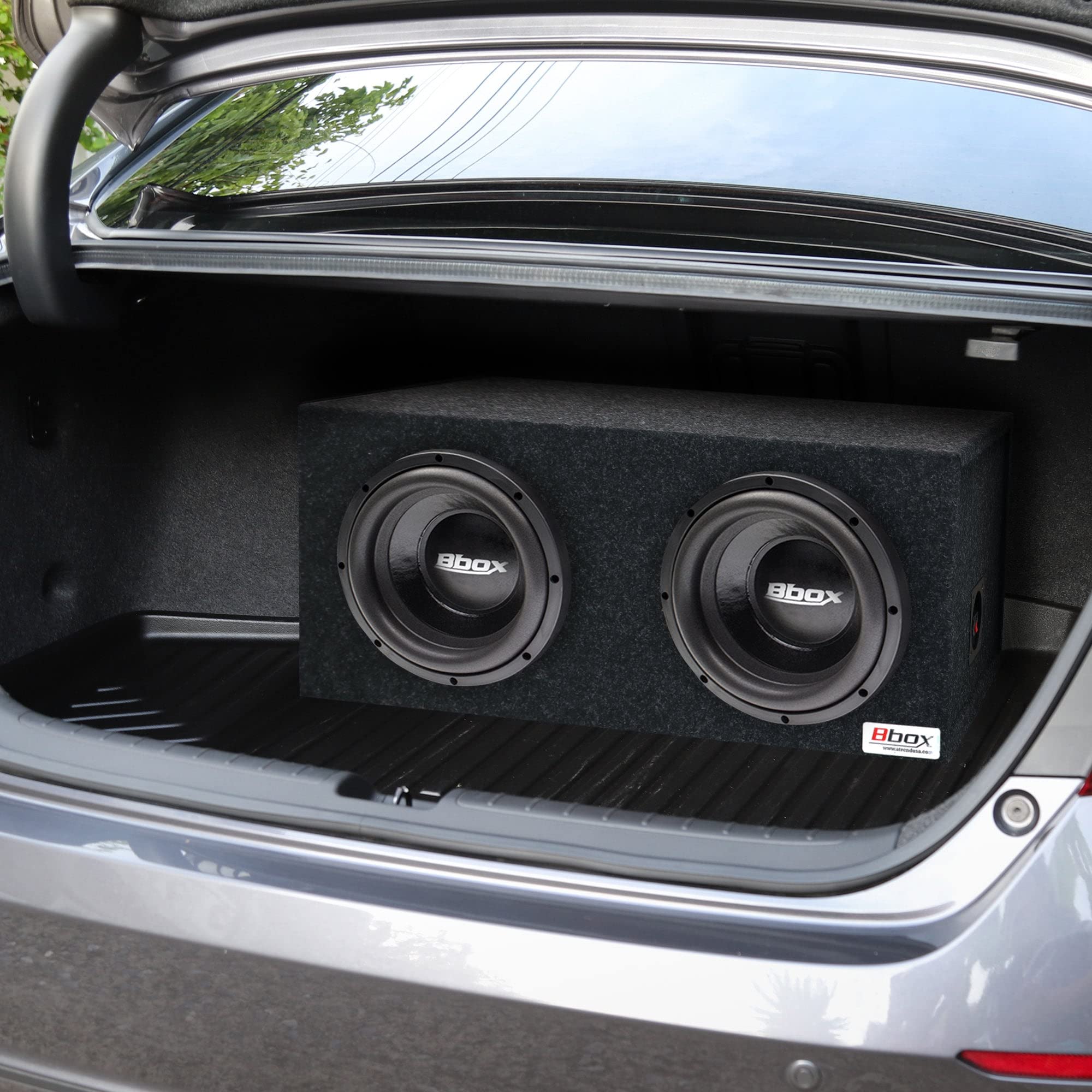 BBox Atrend E10D Dual 10" Sealed Carpeted Subwoofer Enclosure, Black
