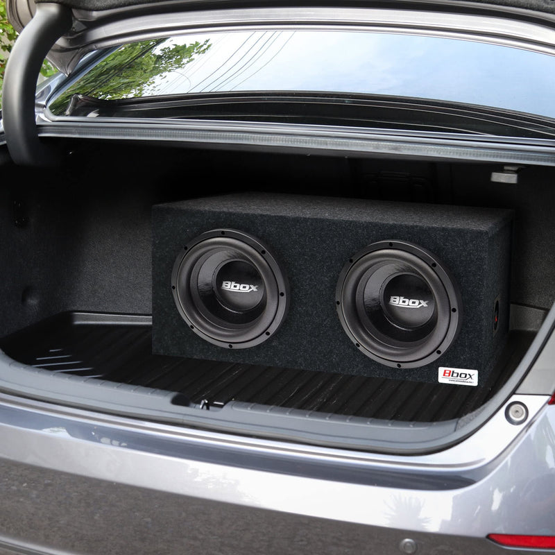 BBox Atrend E10D Dual 10" Sealed Carpeted Subwoofer Enclosure, Black