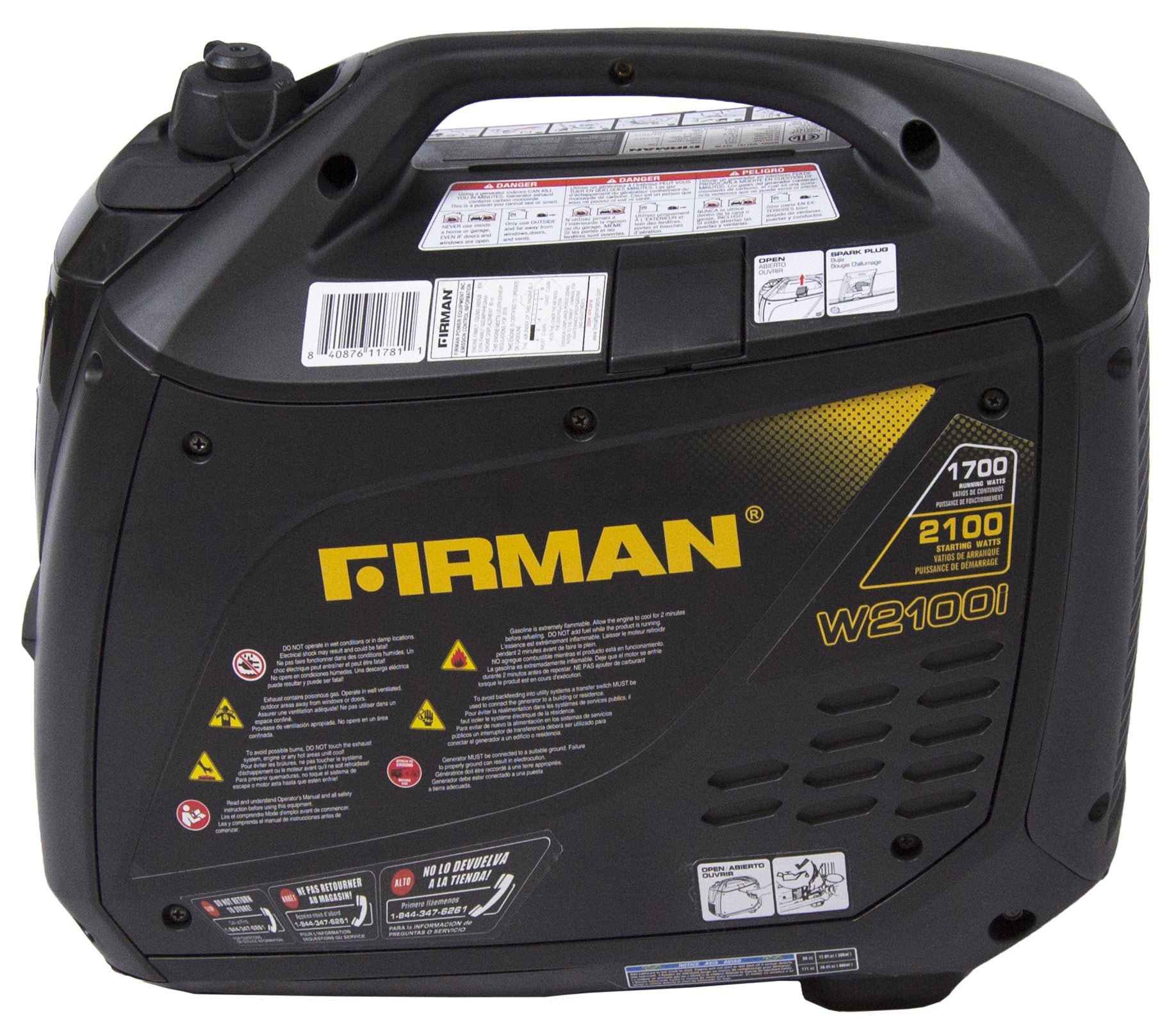 Whisper Series Firman 1700/2100 Watt Inverter Generator, Yellow