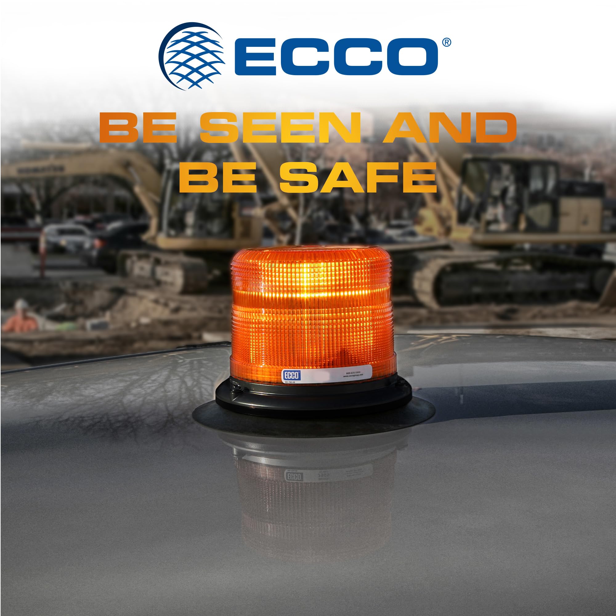 ECCO 5 Inch LED Beacon Warning Flash Amber Light LED Beacon 12V 48V for Industrial Vehicles Applications Tractor Forklift Excavator, 5 Year Warranty