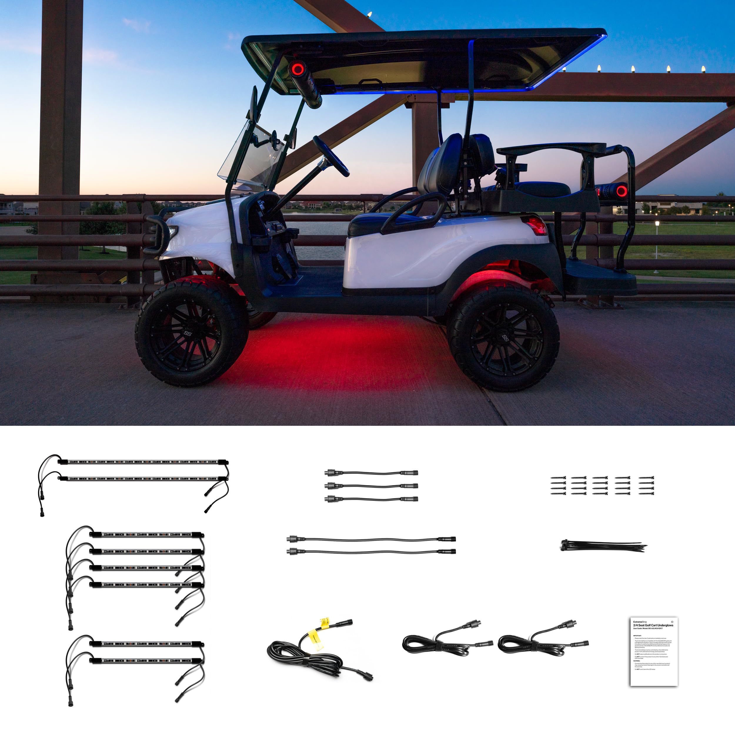ExtremeStrip by ECOXGEAR SoundExtreme 2/4 Seat Golf Cart Underglows Waterproof Dirt Proof LEDCast Compatible LED Accent Lighting