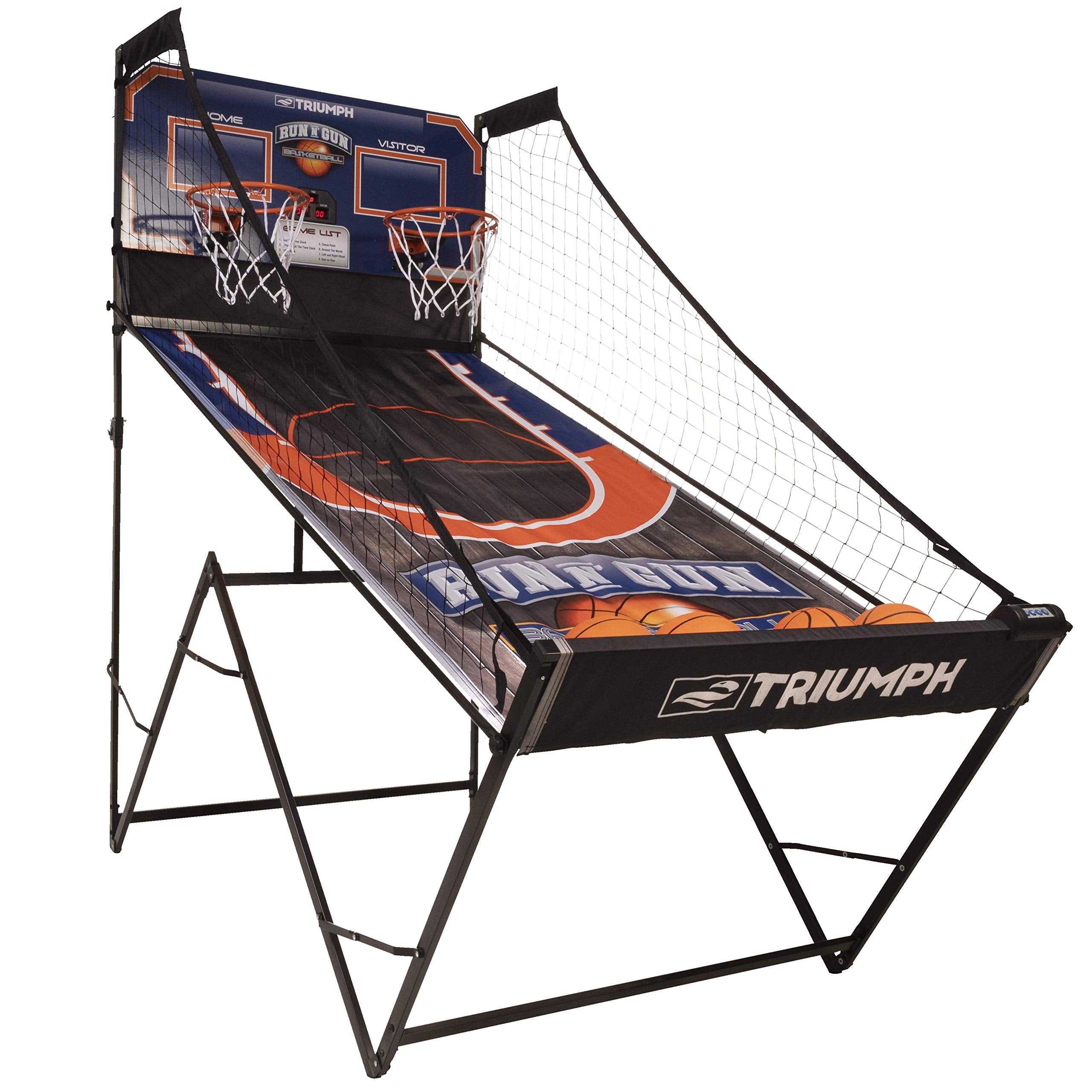 Sports TRIUMPH Run n Gun Arcade Basketball Shootout - 8 Game Modes - Quick and Easy Assembly - Folds 100% Flat for Complete Storage - Fully Portable, Play Inside or Outside