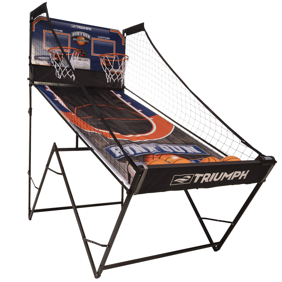 Sports TRIUMPH Run n Gun Arcade Basketball Shootout - 8 Game Modes - Quick and Easy Assembly - Folds 100% Flat for Complete Storage - Fully Portable, Play Inside or Outside