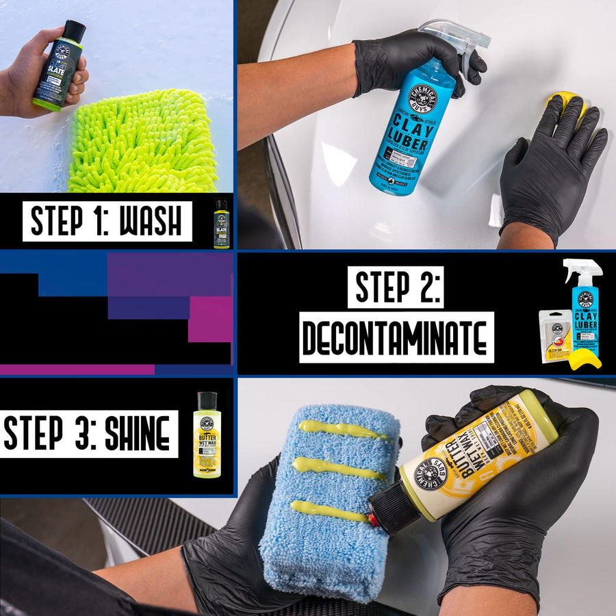 Clay Bar Kit Chemical Guys - Complete System - Clay Bar and Luber Combo with Accessories for Smooth Paint Finish - Removes Embedded Dirt, Overspray, and Fallout - 6 Item Kit