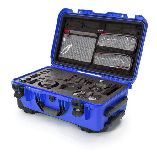 Waterproof Nanuk 935 Hard Case with Lid Organizer and Foam Insert for Canon, Nikon - 2 DSLR Body and Lens/Lenses - Blue (935-DSLR8)