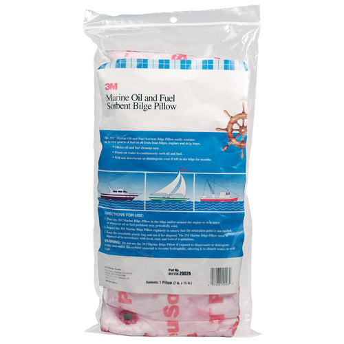 3M Oil and Fuel Marine Absorbent Bilge Pillow, 7" x 15"