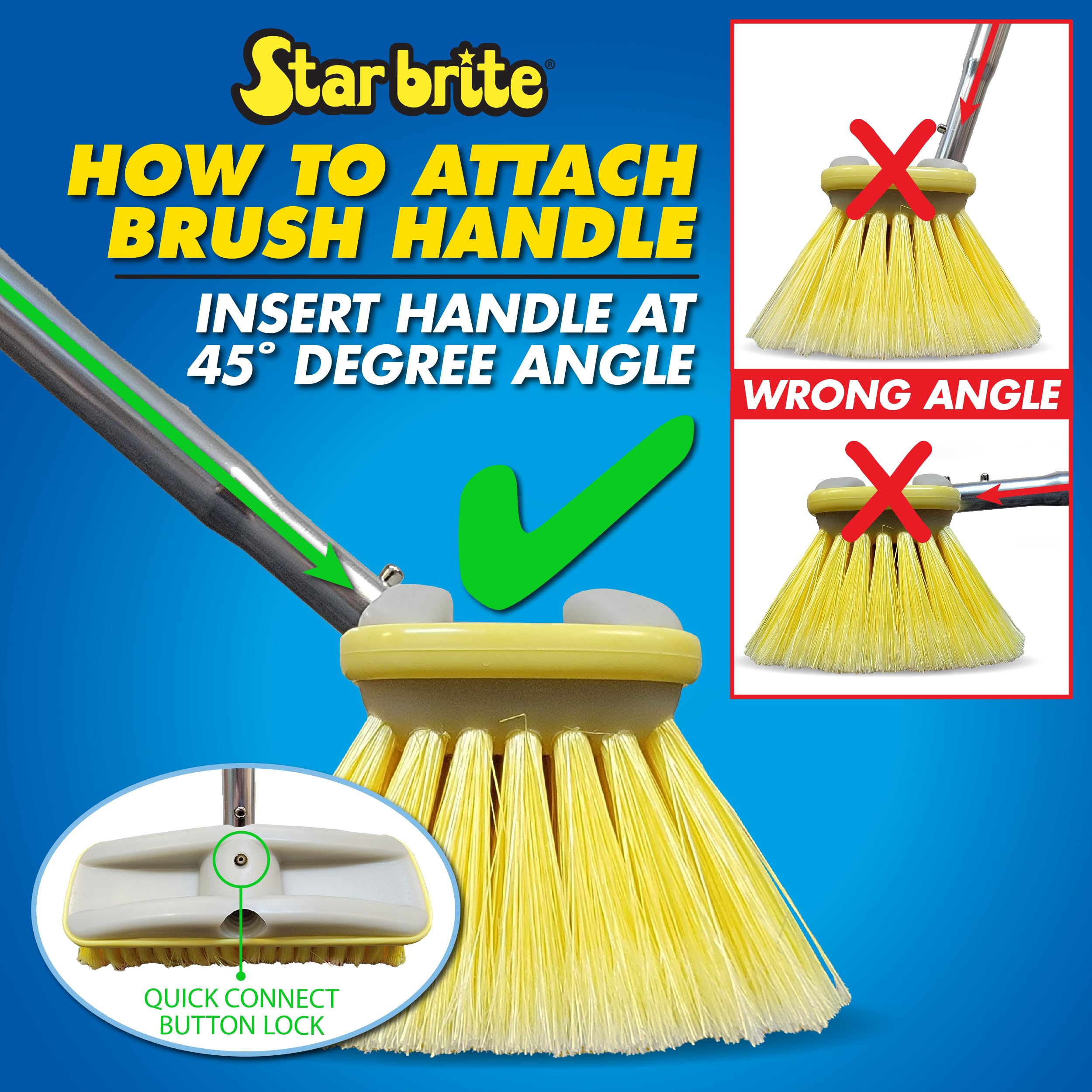 8" STAR BRITE Heavy Duty Cleaning Brush – Durable, High-Density Star Prene Fibers for Boat Decks, Docks & Tough Surfaces – Fits 3/4" Threaded or Extend-A-Brush Handles – Stiff Bristle, White (040010)