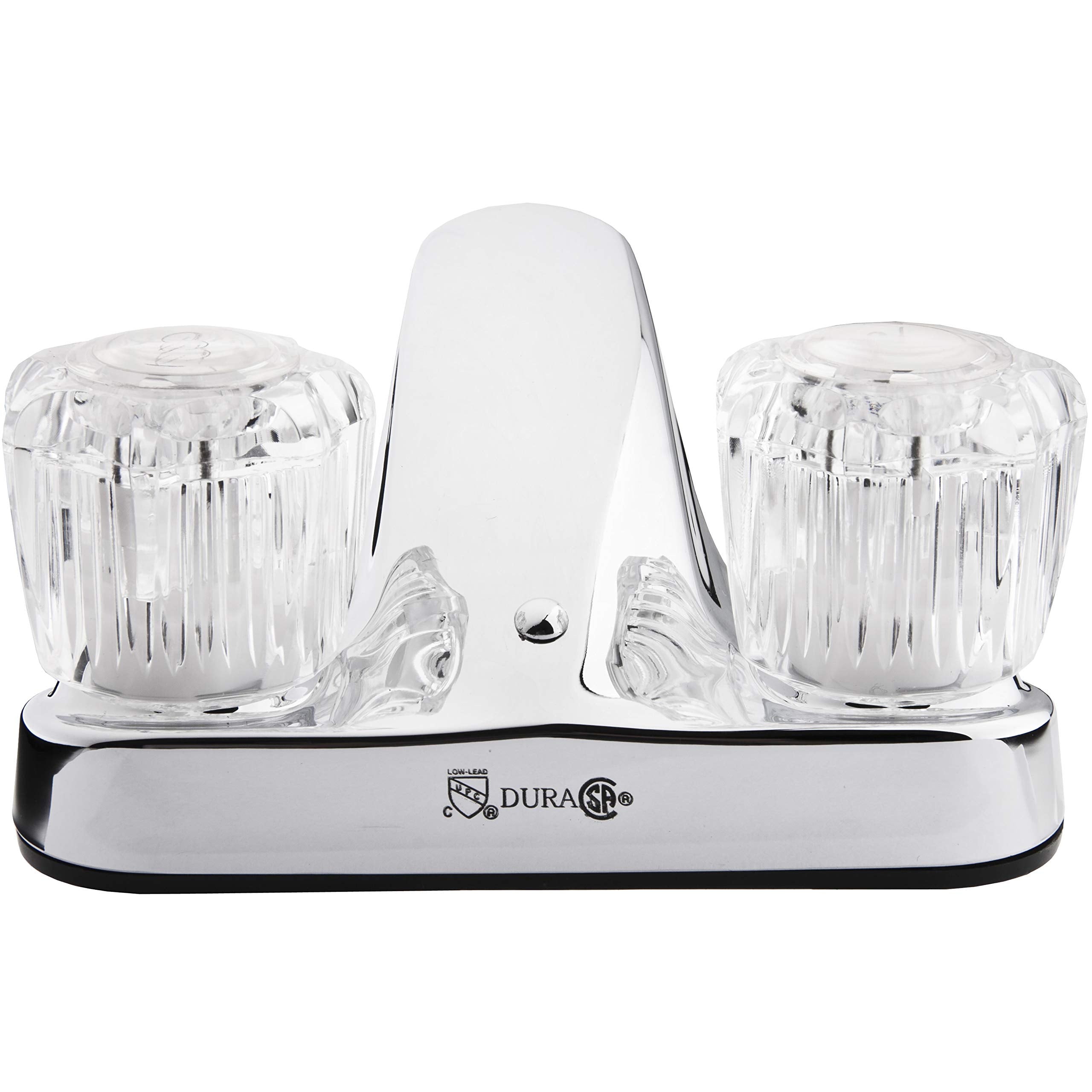 Dura Faucet RV Bathroom Sink Faucet DF-PL700A-CP with Clear Acrylic Knobs - 2-Handle (Chrome)