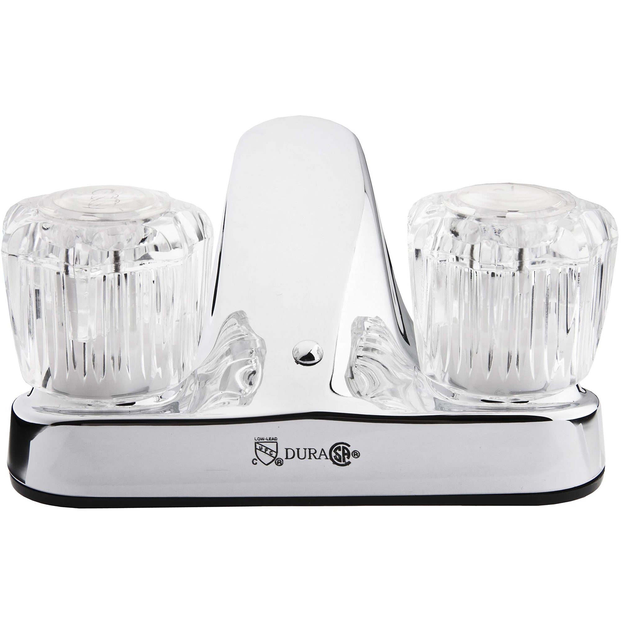 Dura Faucet RV Bathroom Sink Faucet DF-PL700A-CP with Clear Acrylic Knobs - 2-Handle (Chrome)