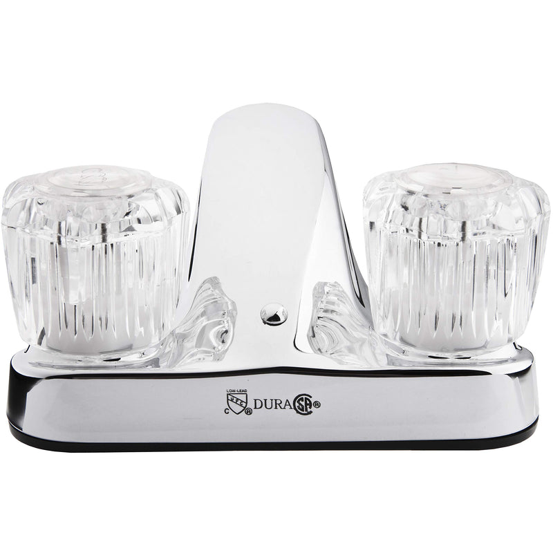 Dura Faucet RV Bathroom Sink Faucet DF-PL700A-CP with Clear Acrylic Knobs - 2-Handle (Chrome)
