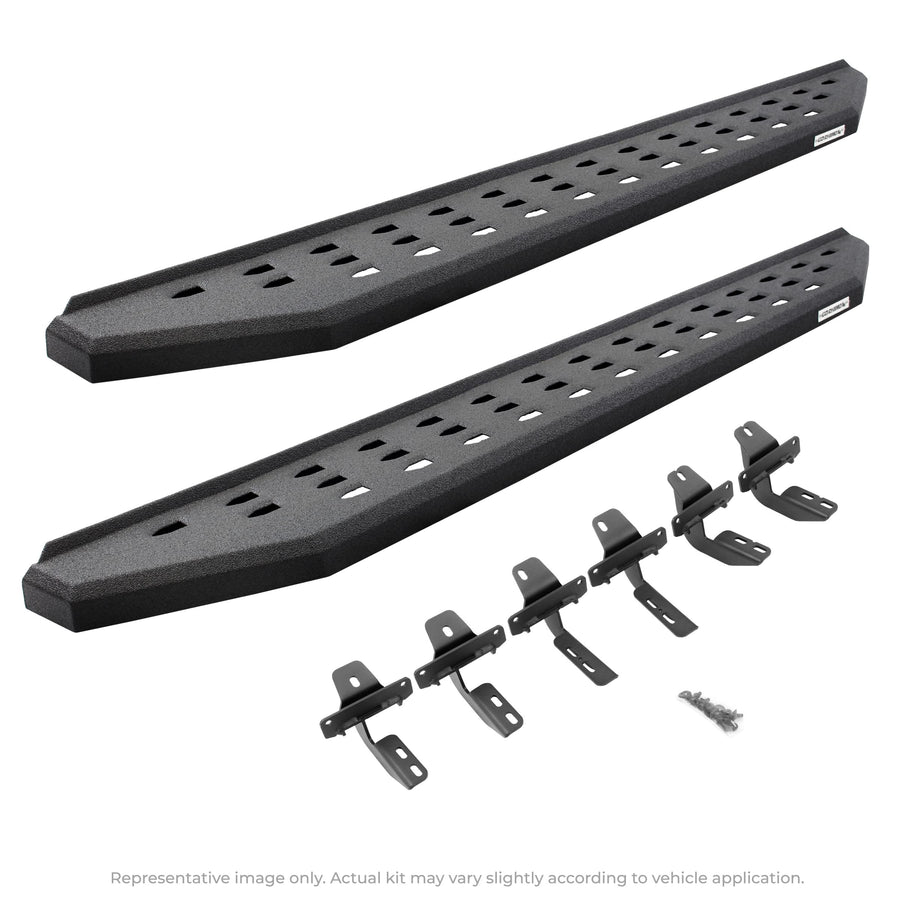 Go Rhino Running Boards & Brackets RB20 | Cab Length, Galvanized Steel, Protective Bedliner Coating | 69443280T | Fits 2024 Toyota Tacoma Double Cab