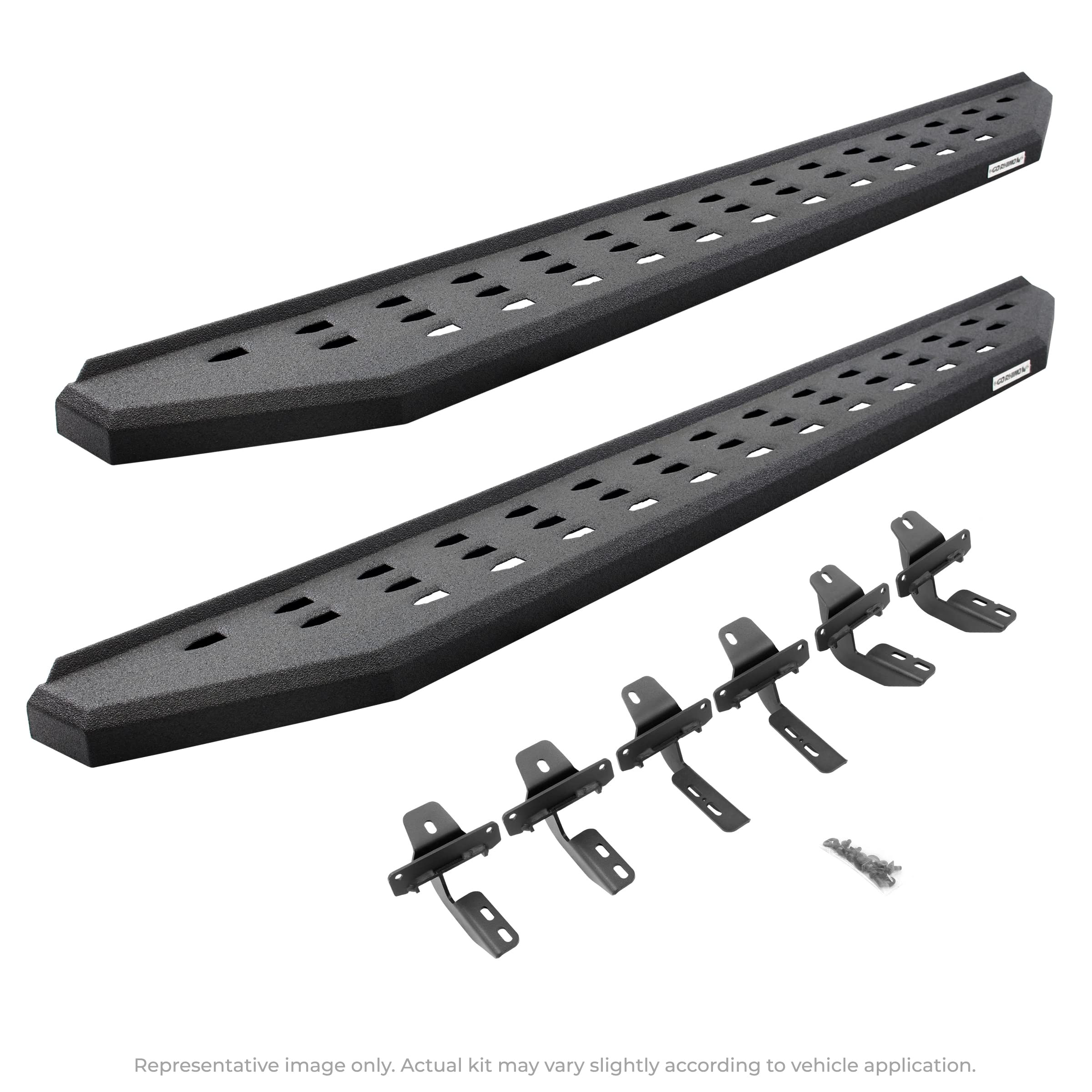 RB20 Running Boards & Brackets Go Rhino | Galvanized Steel, Protective Bedliner Coating | 69492748T | Fits 2018-2024 Jeep Wrangler JL, 2-Door