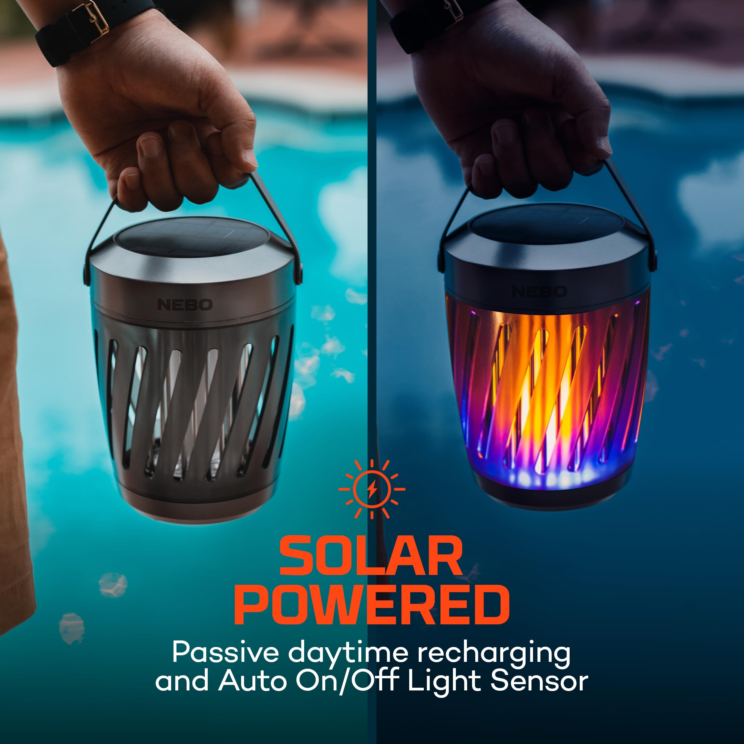 NEBO Zapper & Solar Lantern | Portable, Warm Light for Outdoor & Indoor Use, Insect Killing Electric, Solar Powered & USB-C Rechargeable Battery, Perfect for Bugs like Mosquitos, Flies & Gnats