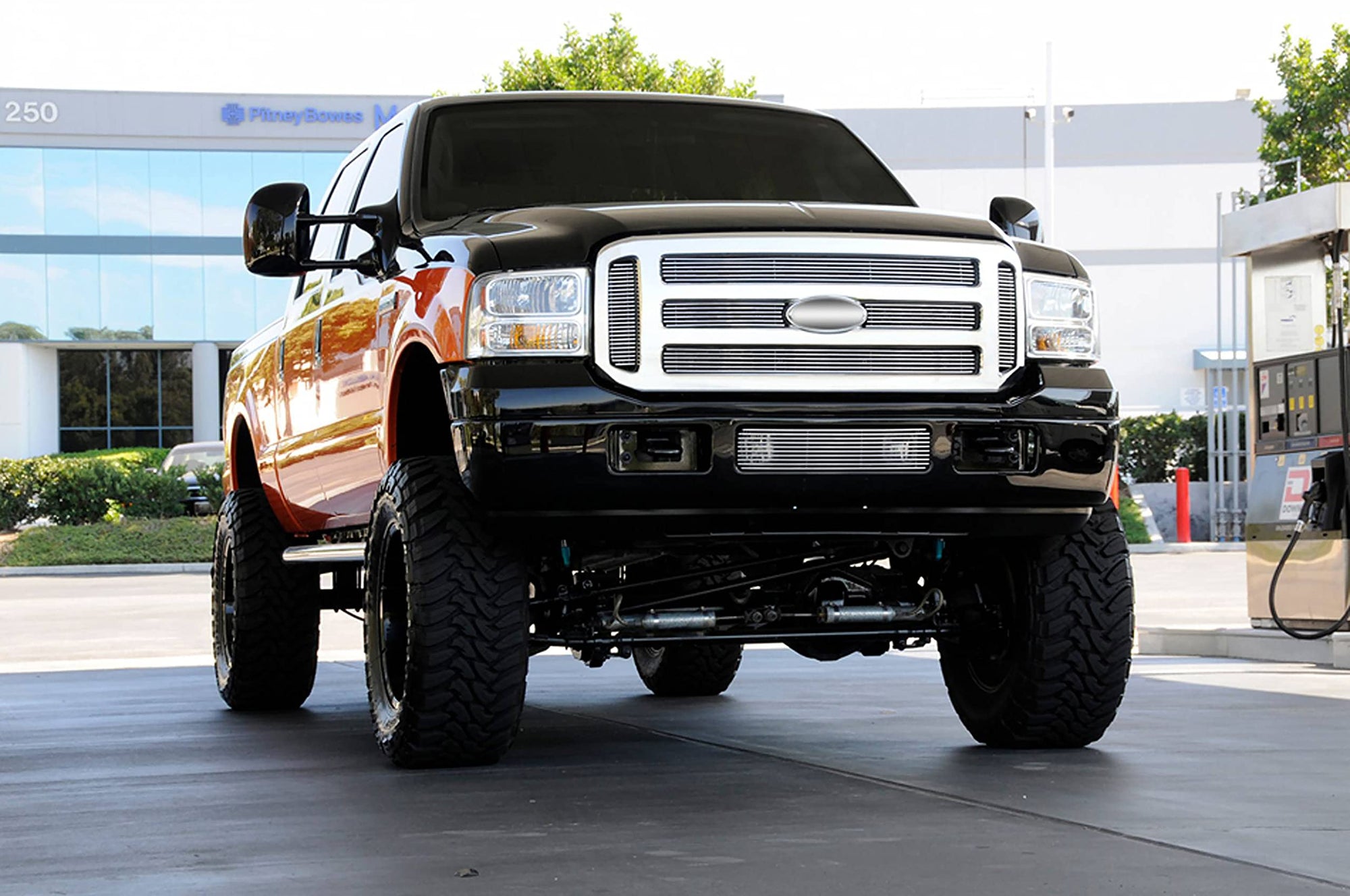 Horizontal T-Rex 21561 Aluminum Polished Finish Billet Grille Overlay for Ford Super Duty Excursion