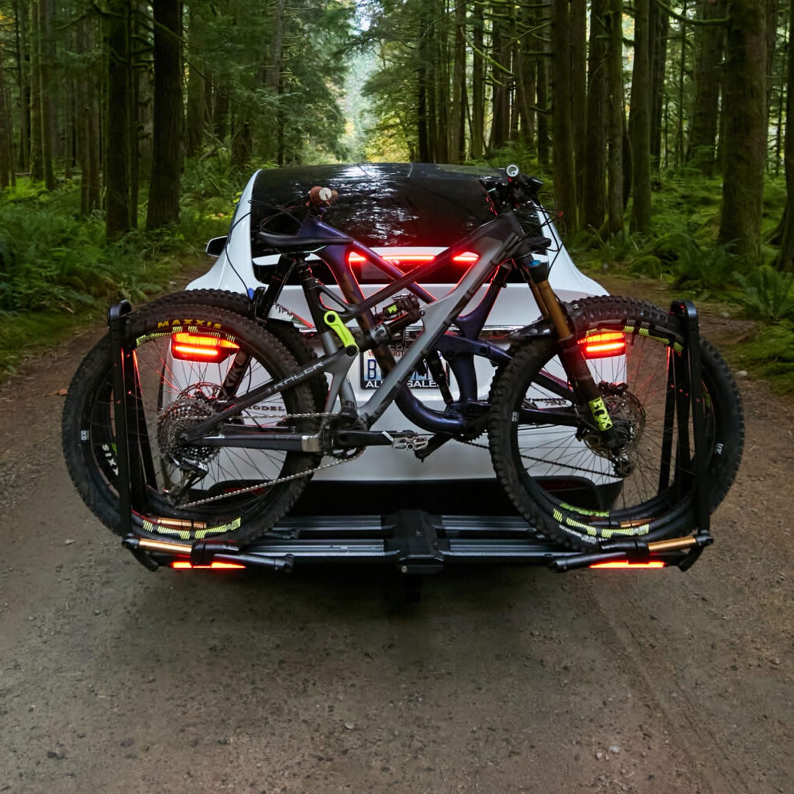 Piston Pro X KUAT 1.25" LED Dual Ratchet Hitch Rack - Secure Rugged Kashima-Coated Portable Foldable Easy-to-Use No Frame Contact 2-Bike Hauling Platform with 53" Max Wheelbase & 5" Max Tire Width