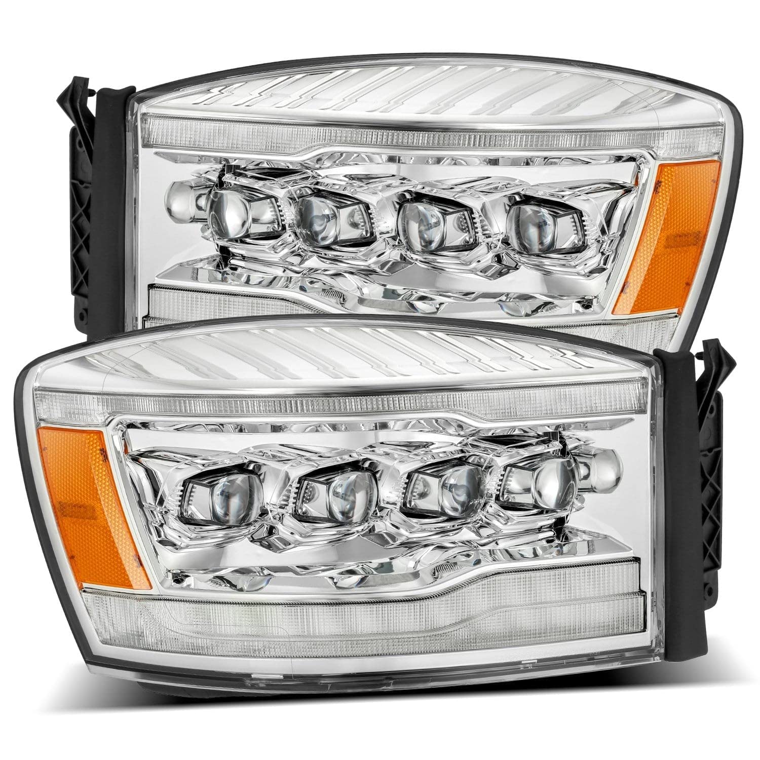 NOVA LED Proj Headlights AlphaRex 06-08 Dodge Ram 1500HD Plank Style Blk w/Seq Signal/DRL/Amber LED