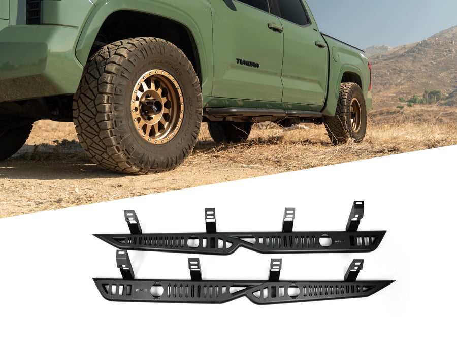 OE Plus DV8 Offroad Side Steps for 2022-2025 Toyota Tundra Crew Max | Anti-Slip Design | Mounts to Body/Pinch Weld | Provides Protection from Light Trail Debris | Fully Bolt-On Installation | Steel