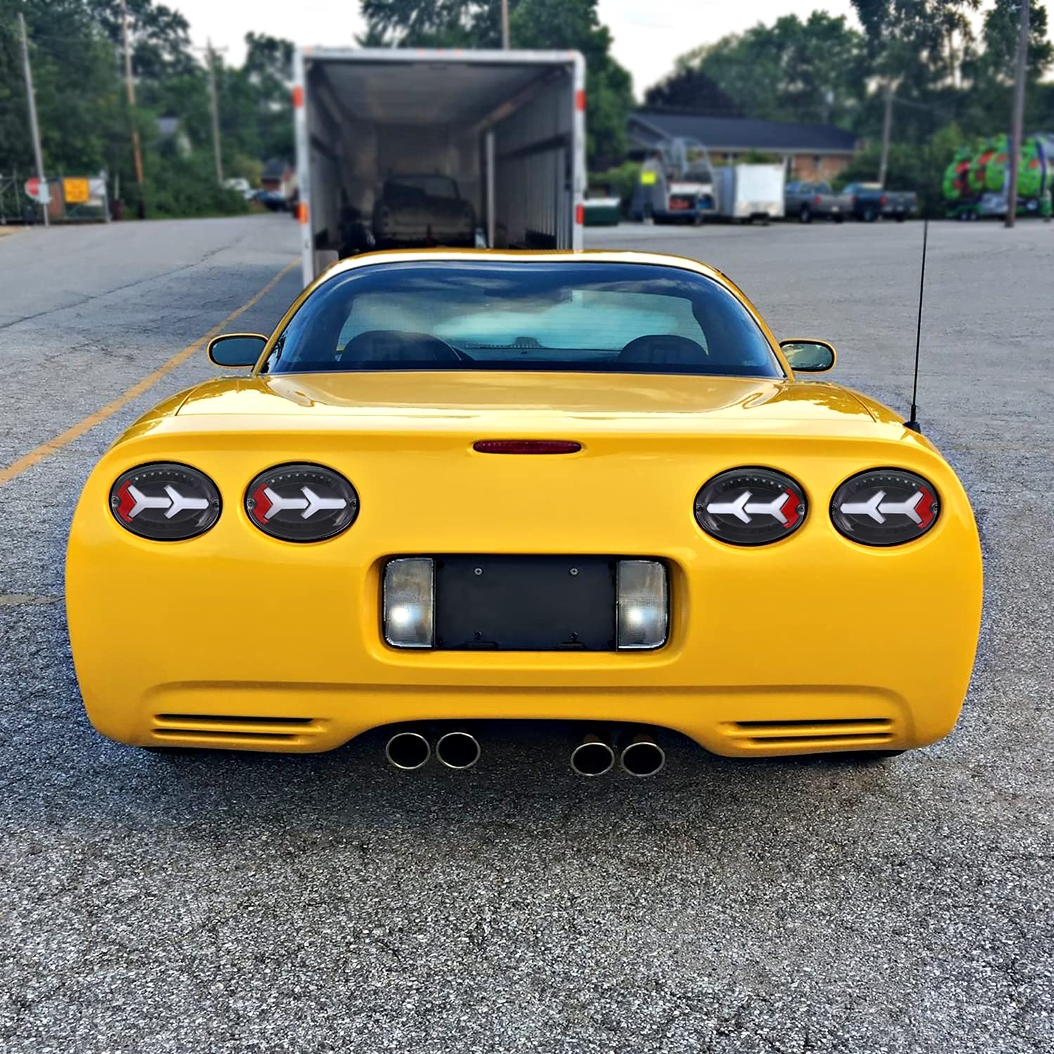 Black Tail Lights w/LED Tube Bar SPEC-D TUNING Compatible with 1997-2004 Chevy Corvette C5