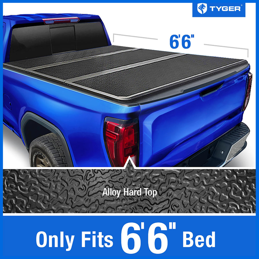 Tonneau Cover Tyger Auto T5 Tri-Fold Alloy Hardtop Truck Bed Compatible with 2019-2026 Chevy Silverado GMC Sierra 1500 (Not fit 19 LD/Limited) | 6'7" (79") Bed | TG-BC5C3054