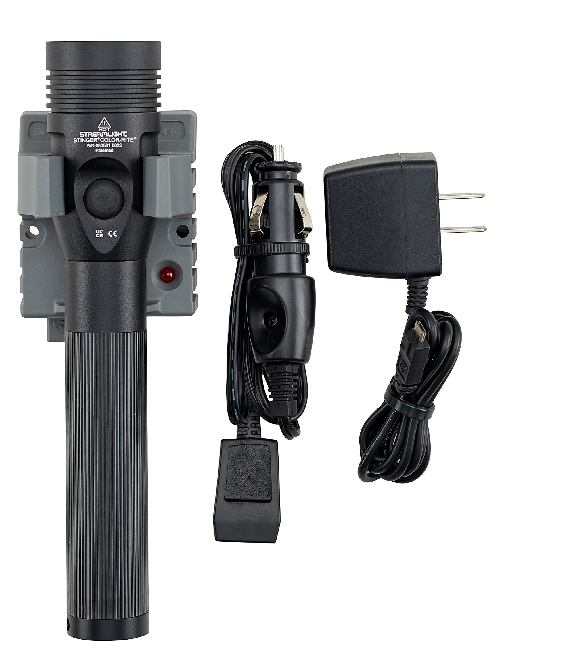 Stinger Streamlight 500-Lumen Color-Rite Rechargeable Flashlight with 120V/12V DC Charger, Black