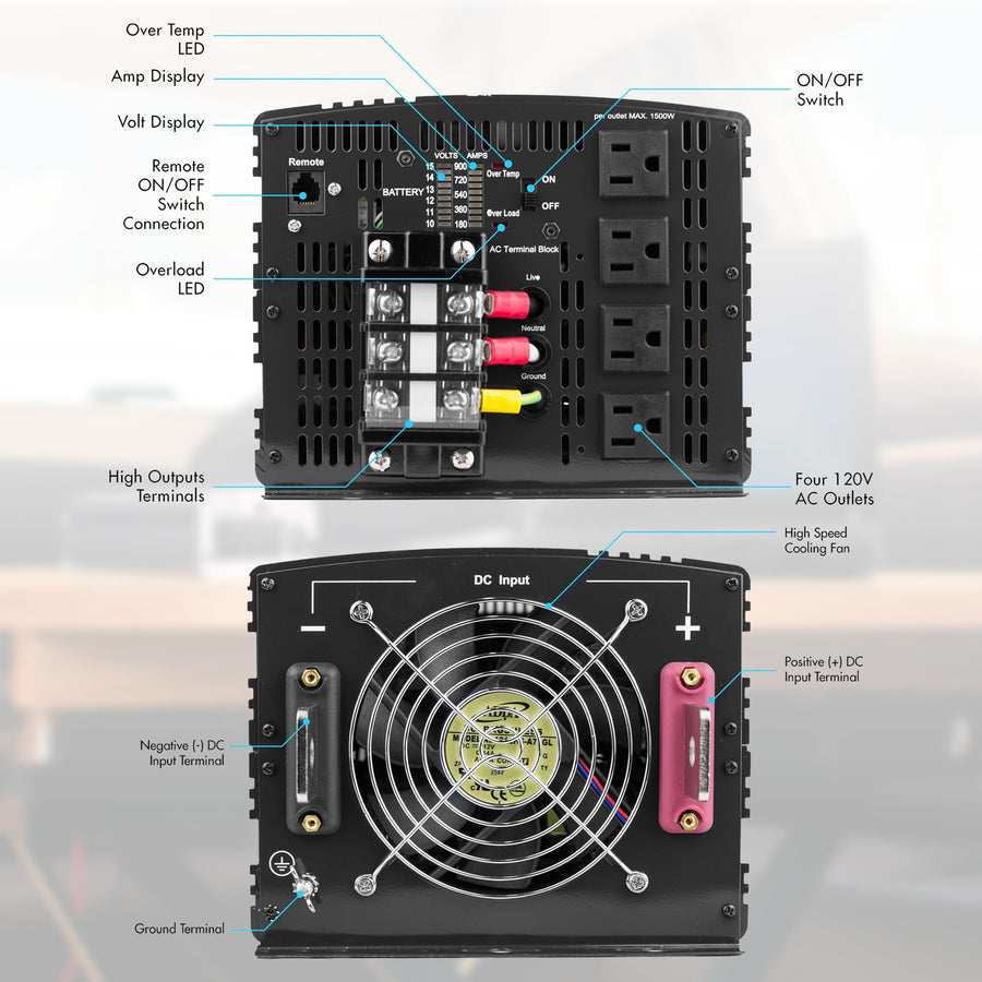 Wagan 12V 8000 Watt Power Inverter with Remote Control, 16000 Watt Surge Peak, Proline Power Converter for Home RV Camping Van Life Off Grid