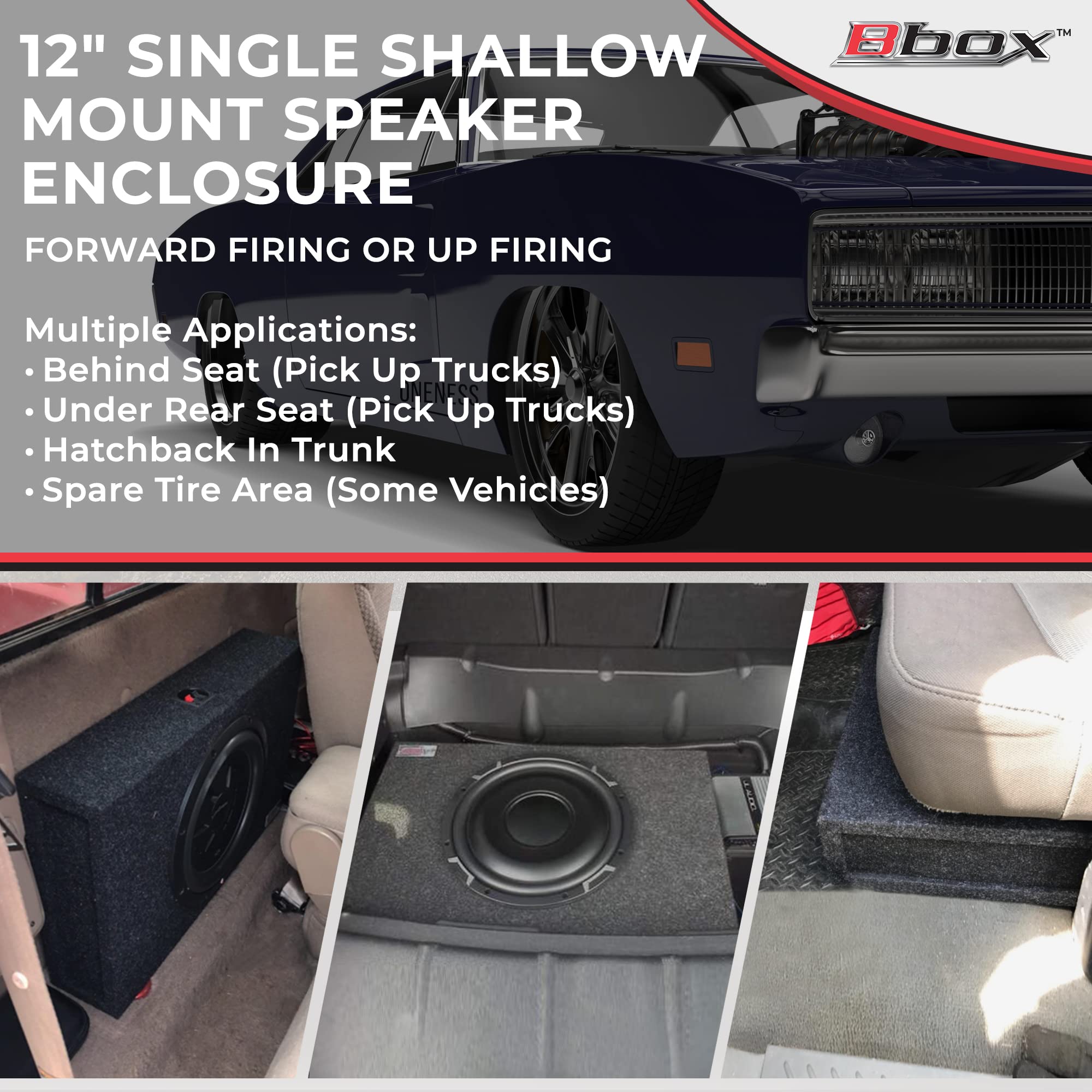 12SME Atrend 12” Single Sealed/Shallow Mount Subwoofer Enclosure, Charcoal