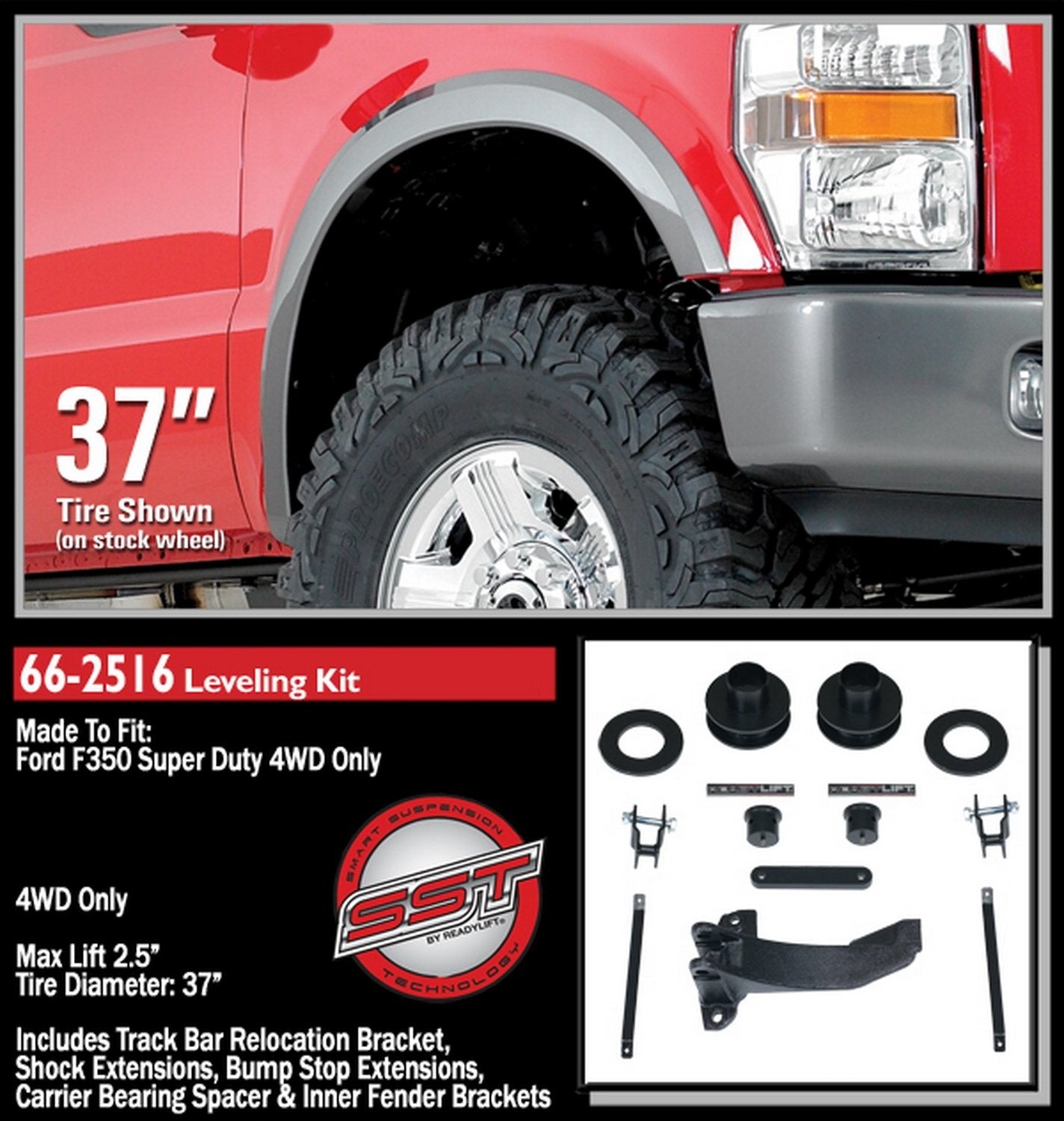 Leveling Kit ReadyLift 66-2516 with Track Bar Bracket for F350/F450 4WD