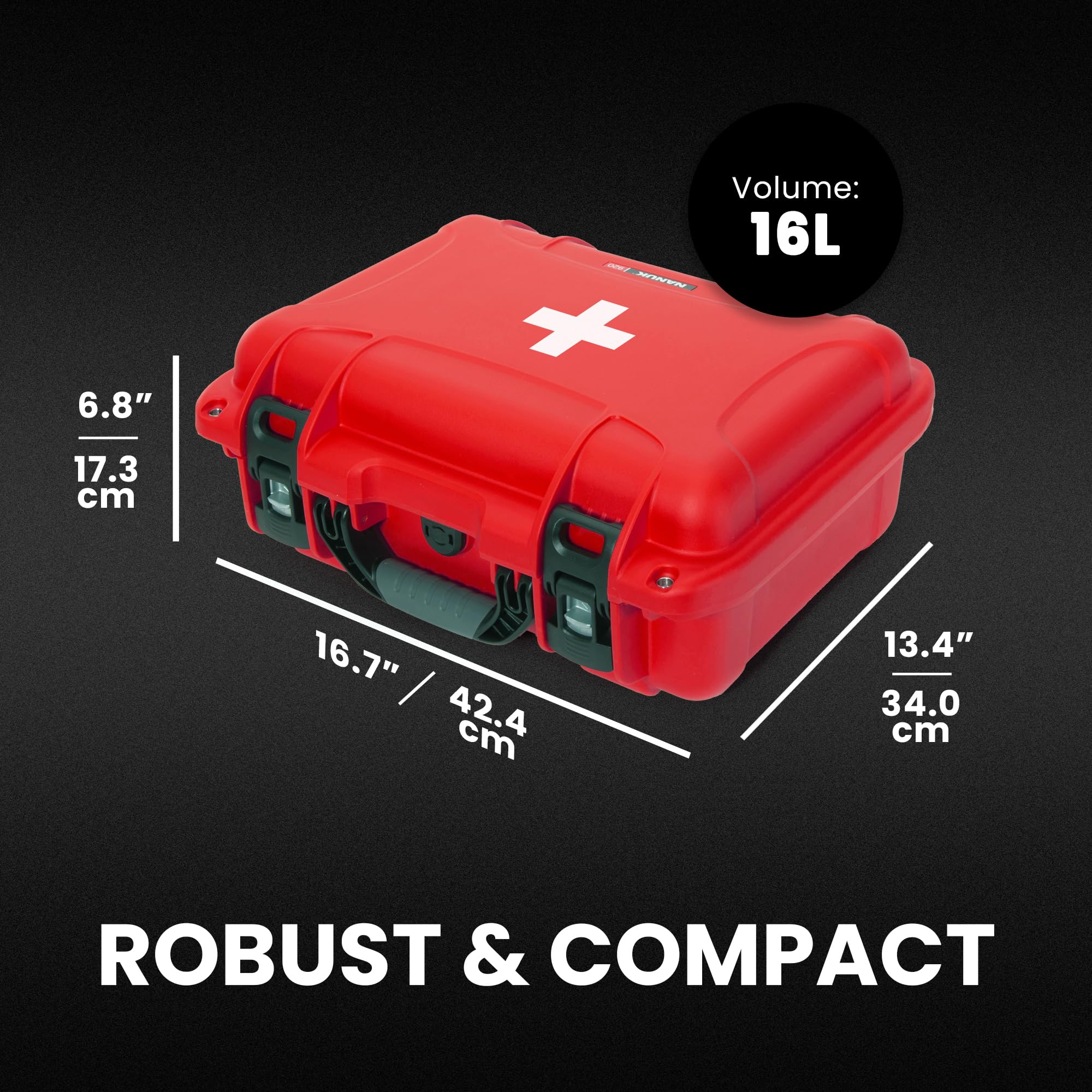 NANUK Waterproof 920 First Aid Box Empty – Durable, Medical First Aid Organizer Case, IP67-Rated, Dustproof, Impact-Resistant, and Floats (7.4" x 4.9" x 3.1") – Red