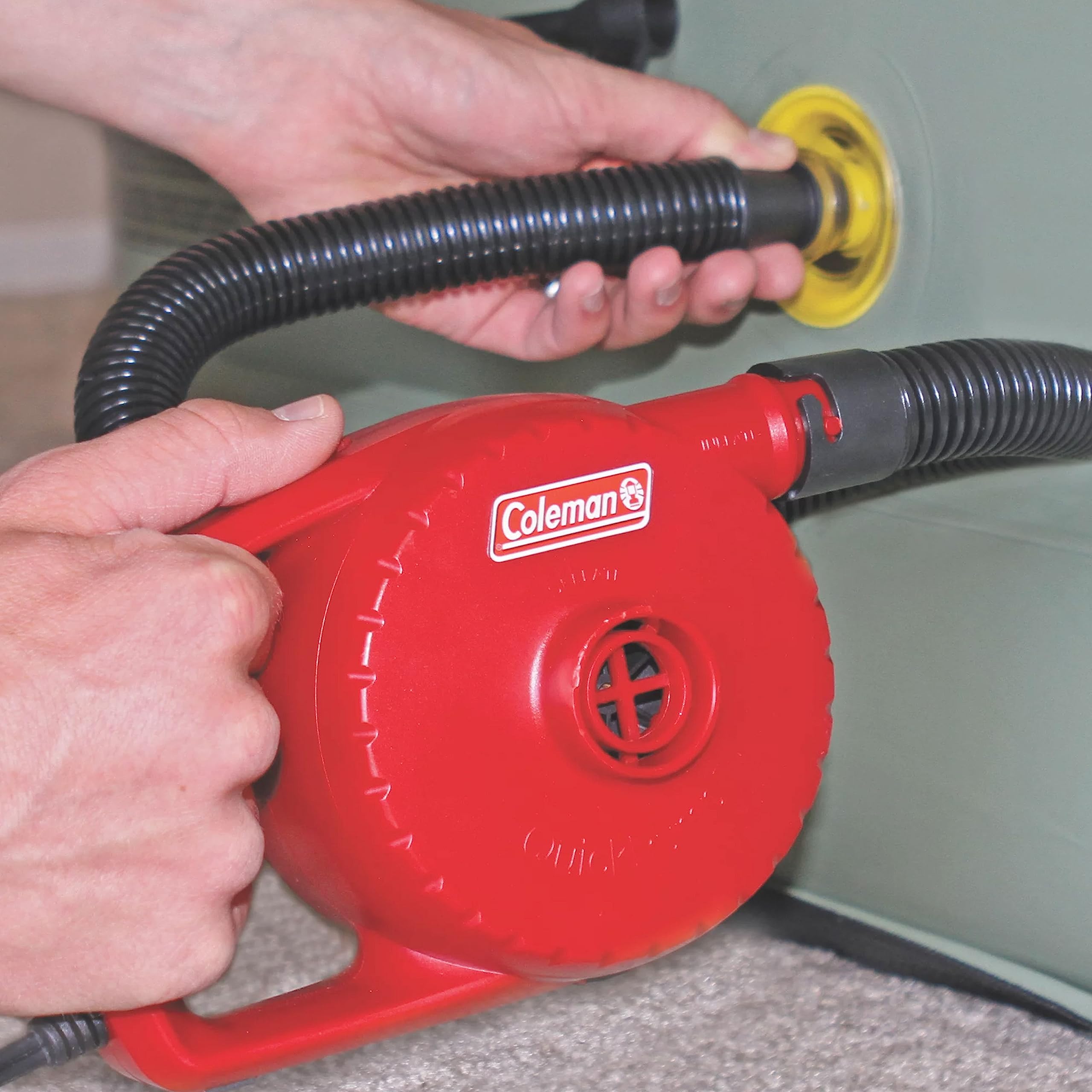 Coleman Electric Universal Air Pump, 120-Volt, Inflates & Deflates, including Extension Hose, Boston & Pinch Valve Adapters, Perfect for Airbeds, Inflatables, Sports Equipments, and Party Decors