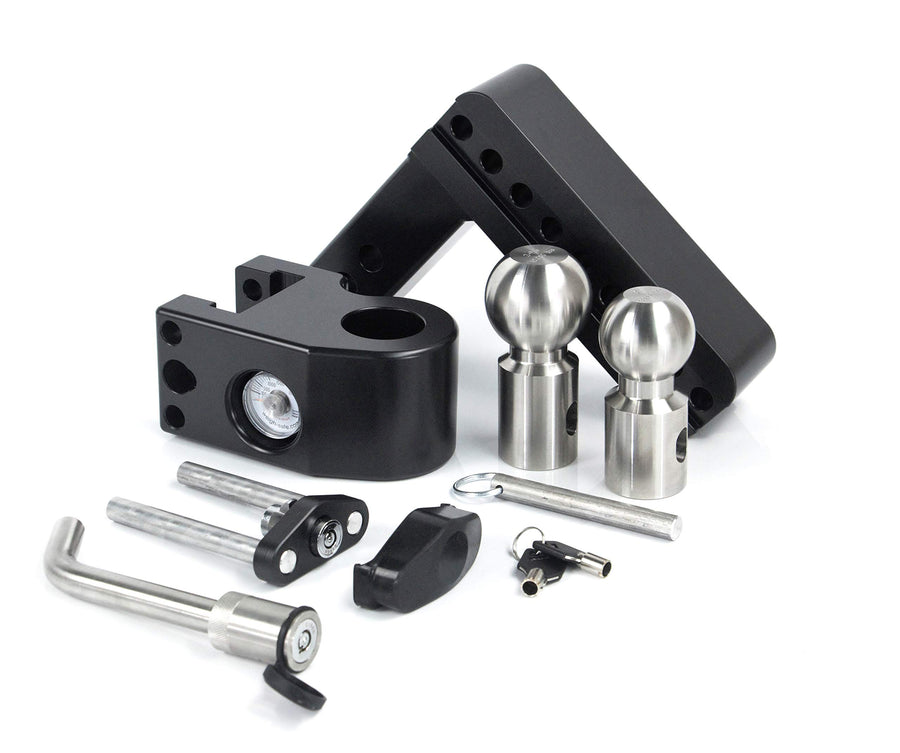 Weigh Safe 6" Drop Hitch WS62KACERBLA, 2" Receiver - Adjustable Aluminum Trailer Hitch Ball Mount w/Built-in Scale, 2 Stainless Steel Balls (2"&2-5/16") Keyed Alike Lock Hitch Pin Black CERAKOTE