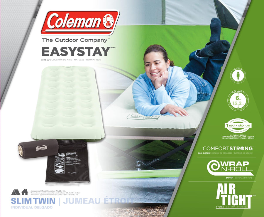 Coleman Single-High Twin EasyStay Plus Air Mattress, ComfortStrong Coil Construction for Superior Support & AirTight System for Leak-free Night