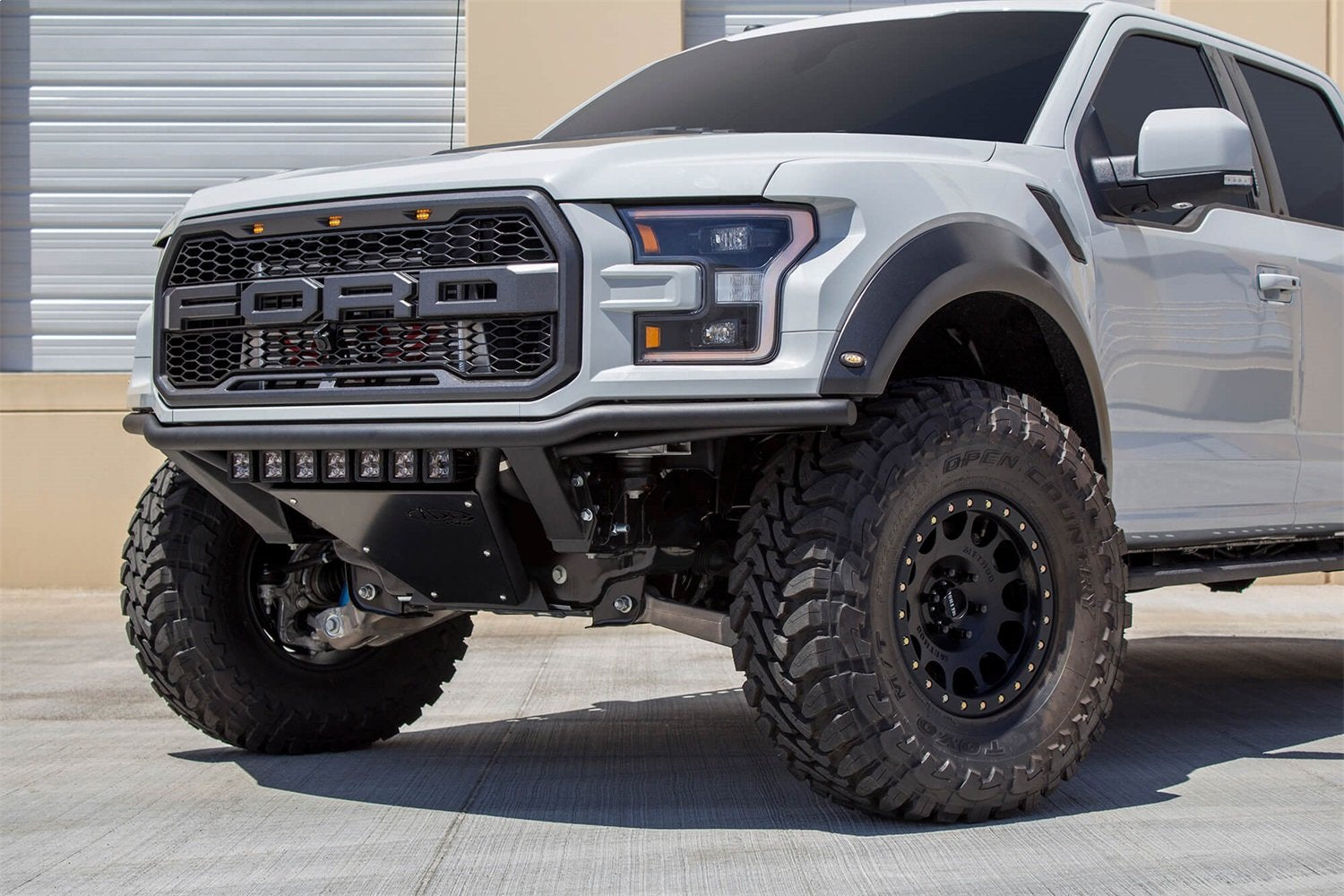 ADD PRO Front Bumper Addictive Desert Designs Hammer Black Panel Color Satin Black Fits up to 20 in. Light/7 Cube Lights
